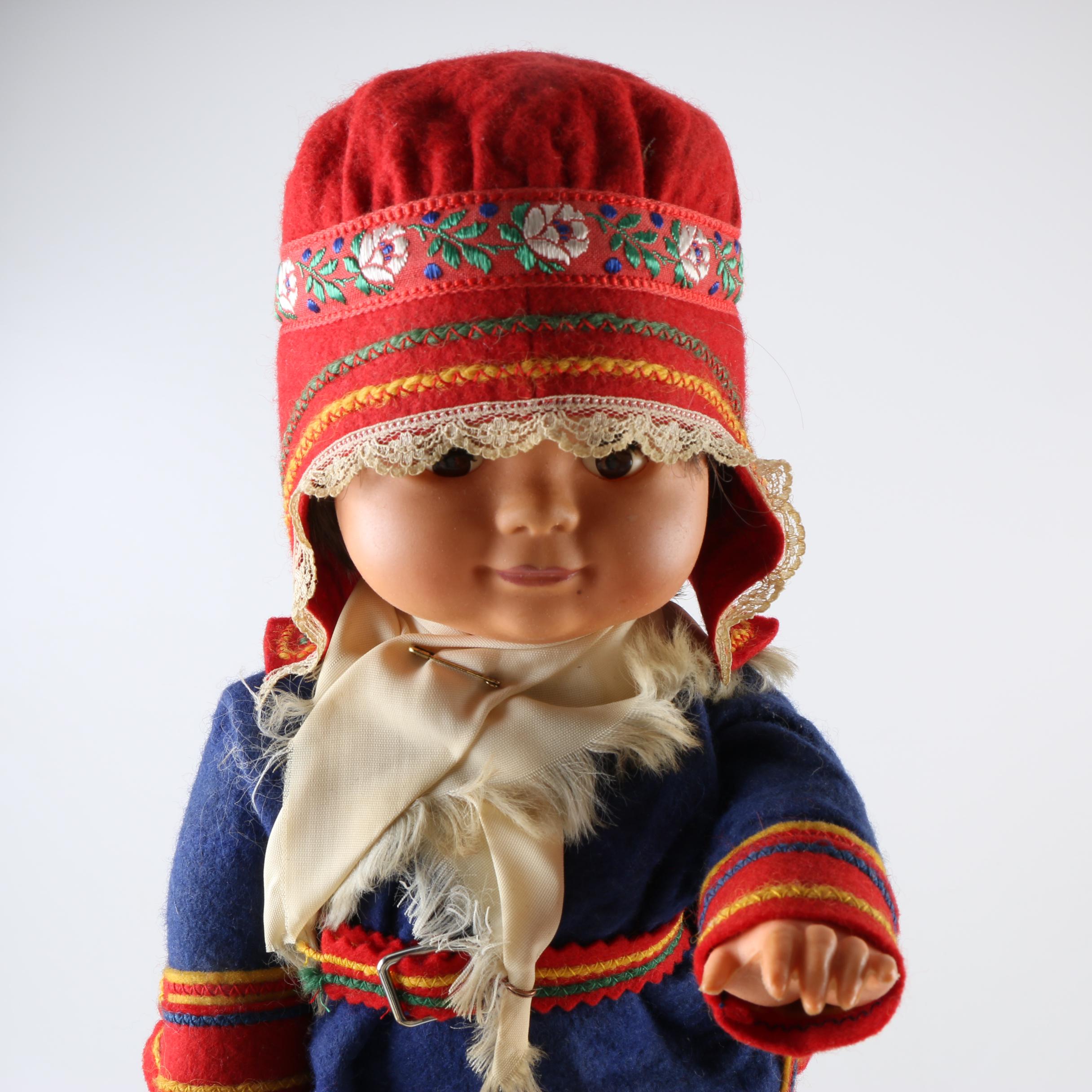 Vintage Miniature Celluloid and Cloth Souvenir Dolls