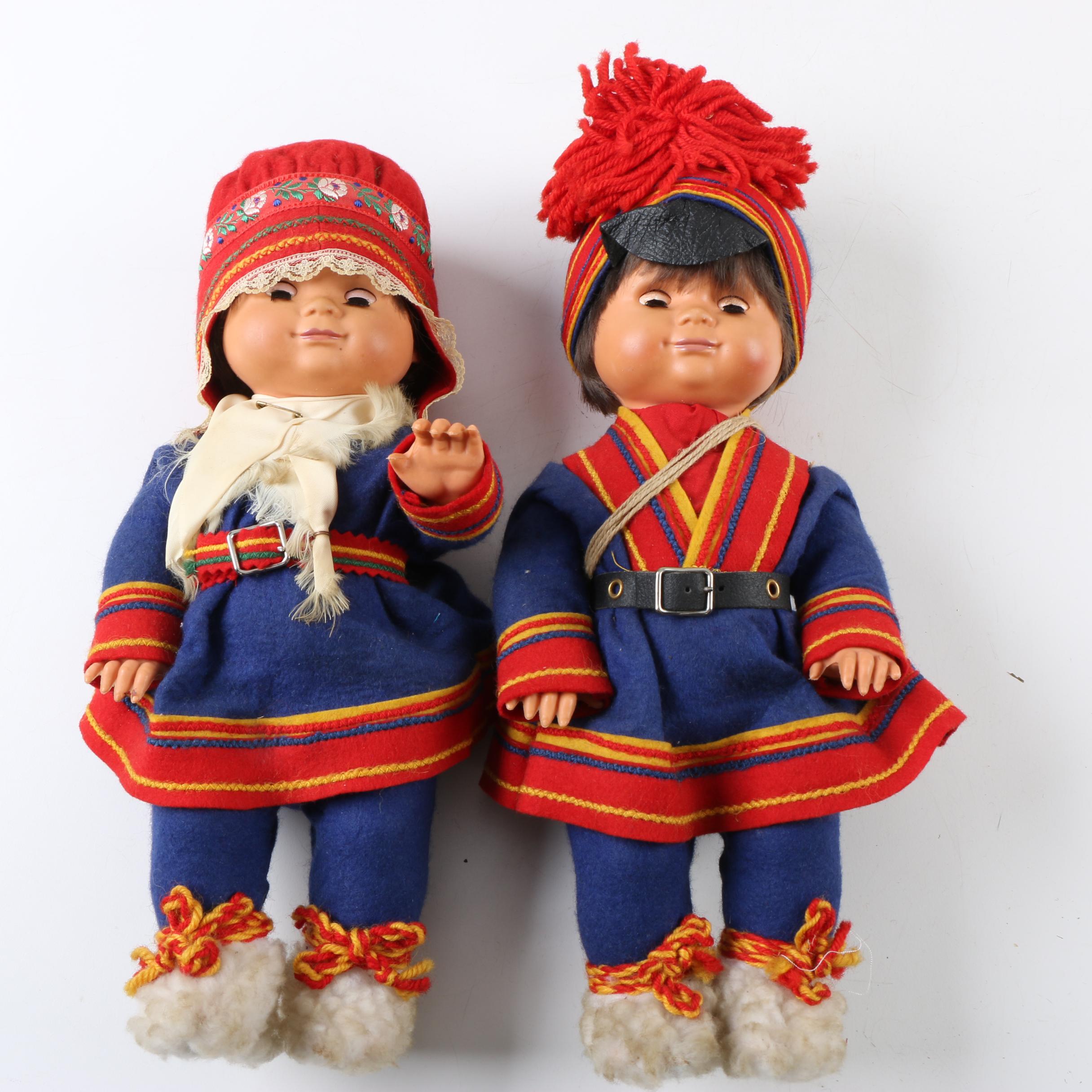 Vintage Miniature Celluloid and Cloth Souvenir Dolls