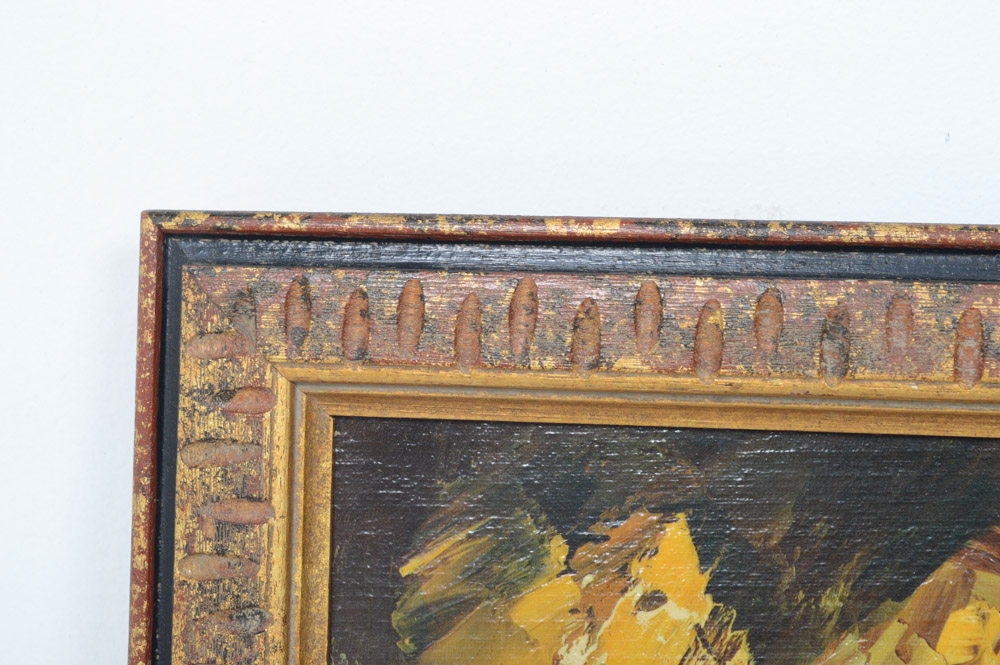 Vintage Robert Van Cleef Oil Portrait Painting on Canvas "The Card Player"