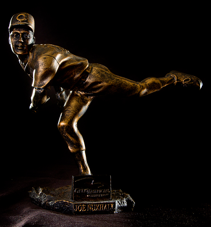 Reds Bobbleheads, Joe Nuxhall Figurine and 1965 Rookie Stars Topps Baseball Card