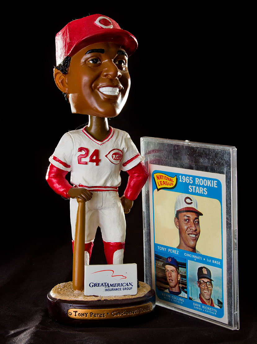 Reds Bobbleheads, Joe Nuxhall Figurine and 1965 Rookie Stars Topps Baseball Card