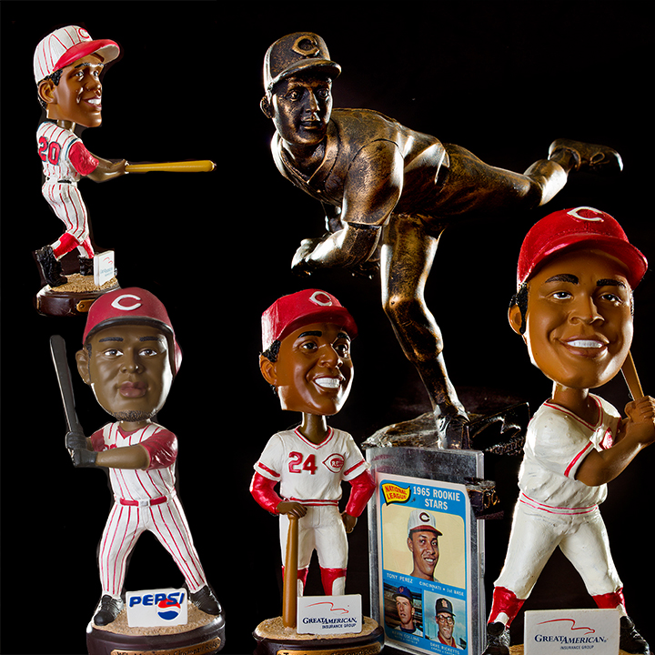 Reds Bobbleheads, Joe Nuxhall Figurine and 1965 Rookie Stars Topps Baseball Card