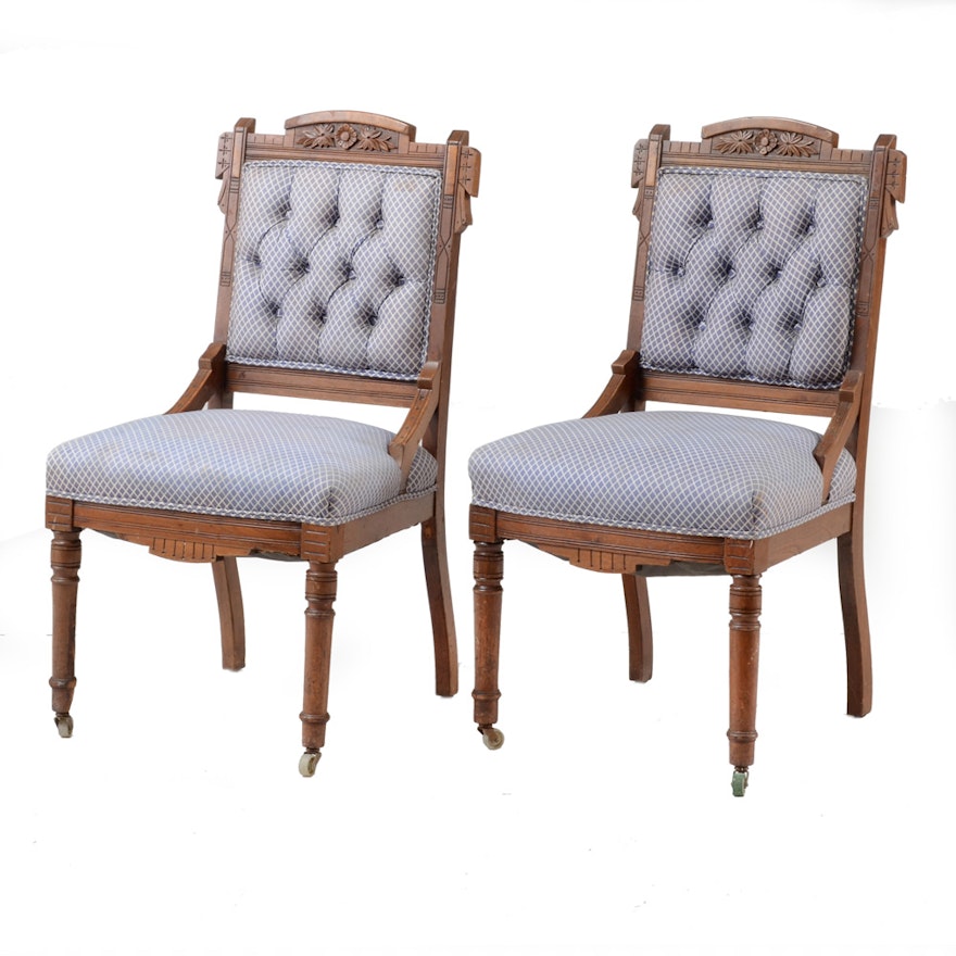 Antique Eastlake Upholstered Side Chairs