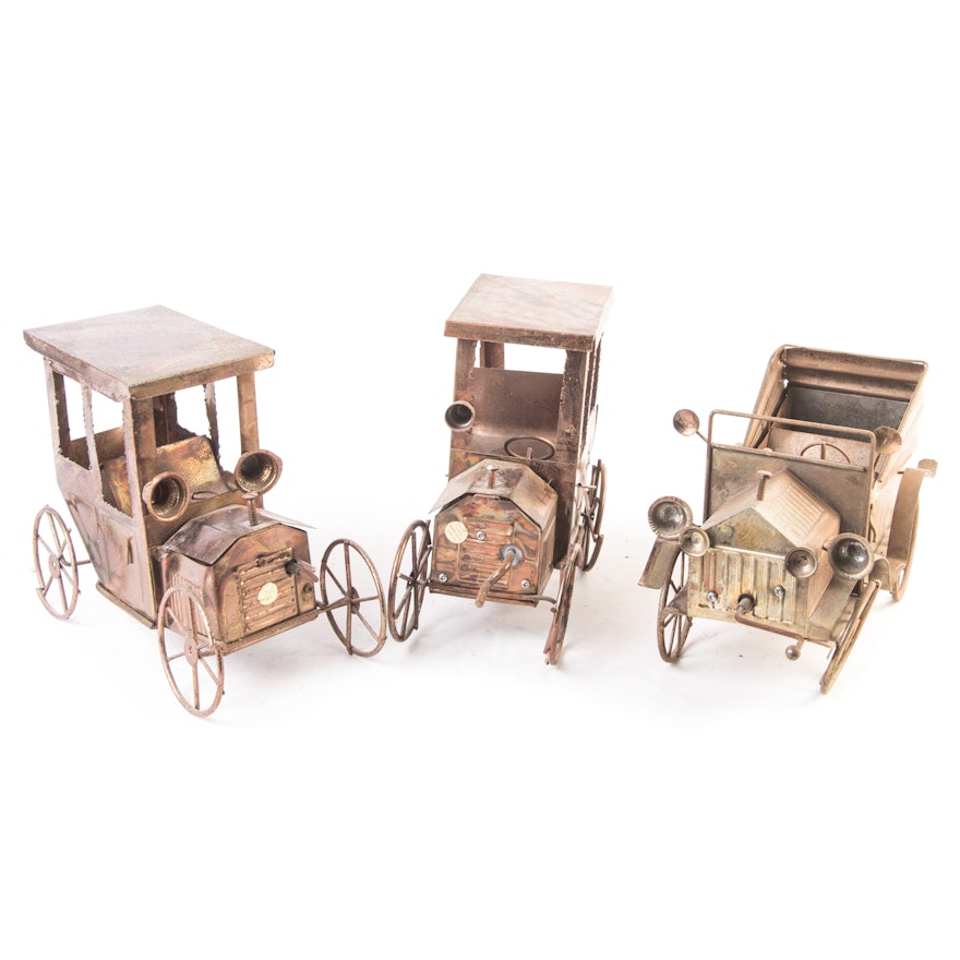 Brass and Copper Jalopy Music Box Figurines