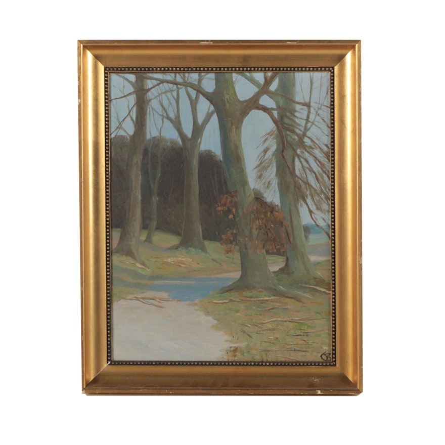 Oil Painting of Path Through the Woods