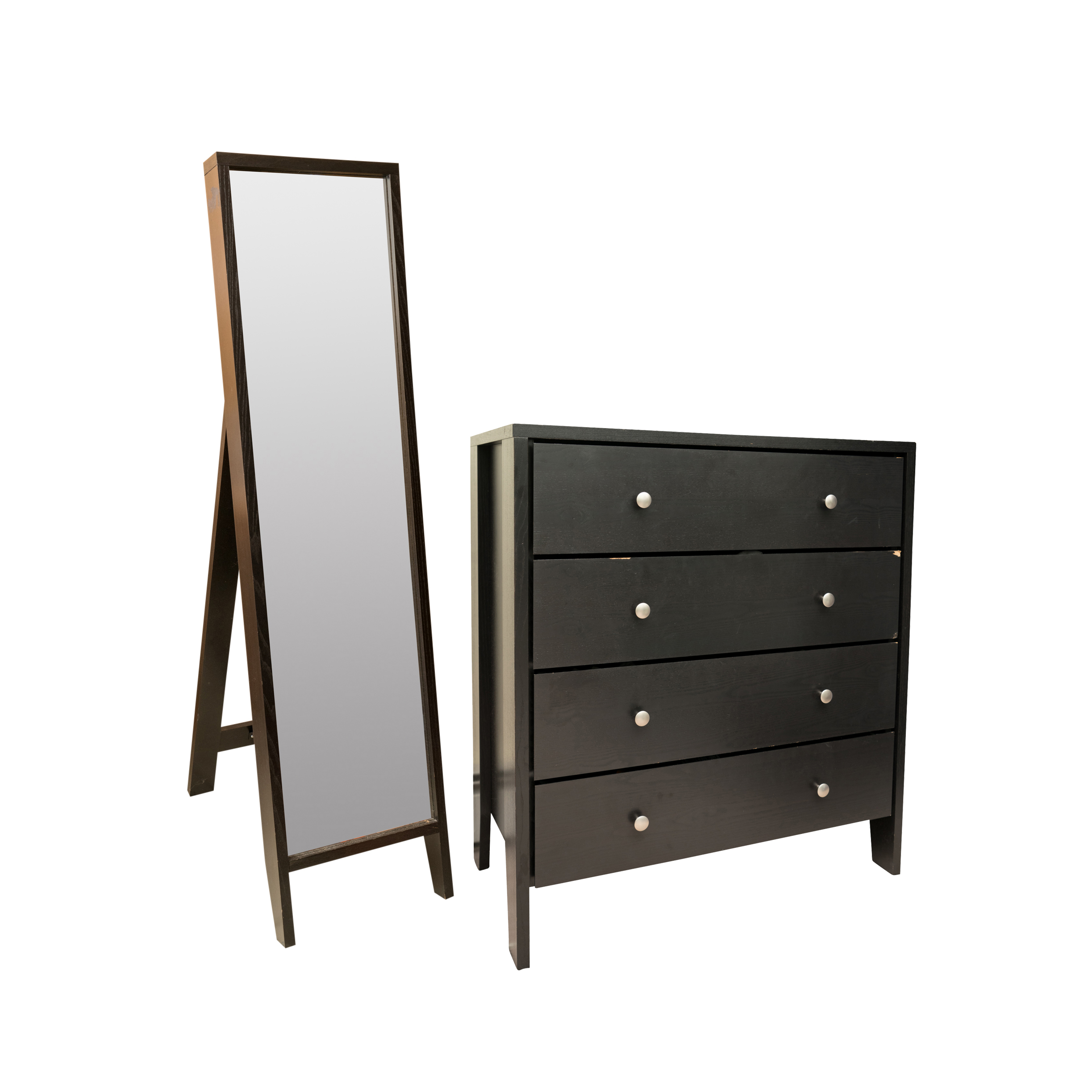 Modern Chest of Drawers with Framed Floor Mirror