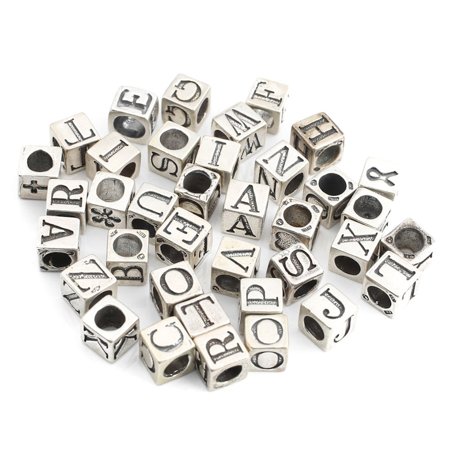 Full Set of Sterling Silver Alphabet Beads