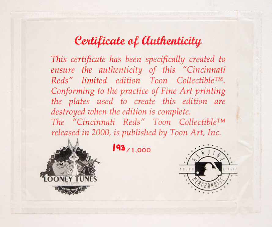 Sean Casey Rookie Card, Autographed Baseball Bat and Looney Tunes Serigraph