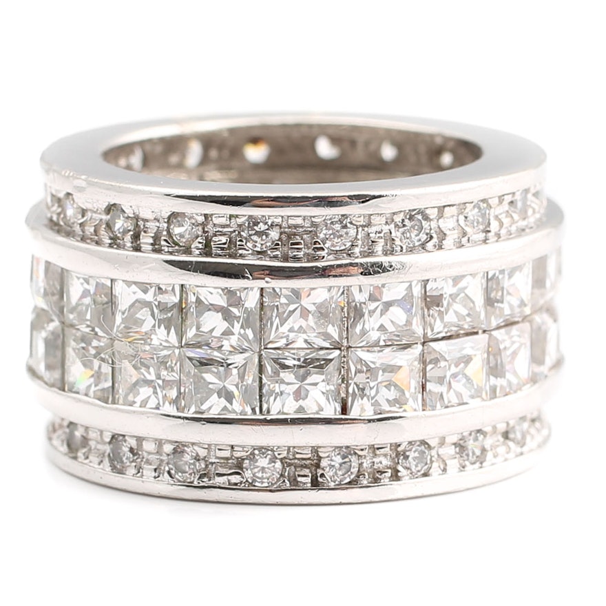 Sterling Silver 14.40 CTW Cubic Zirconia Eternity Ring