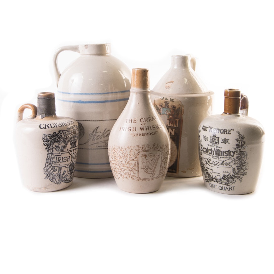 Vintage Stoneware Whiskey Jugs