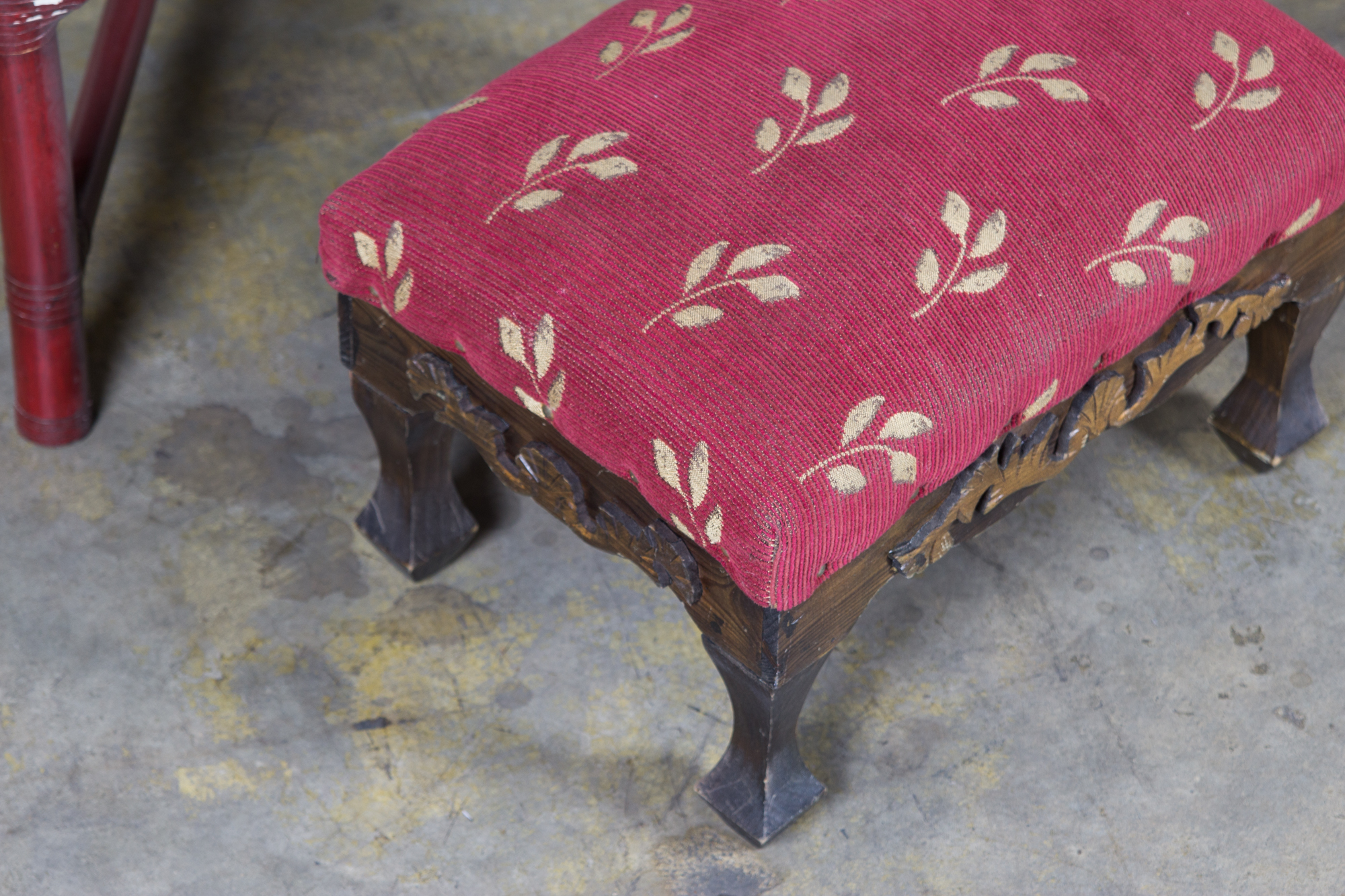 Ficks Reed Bamboo Upholstered Chair and Ottoman