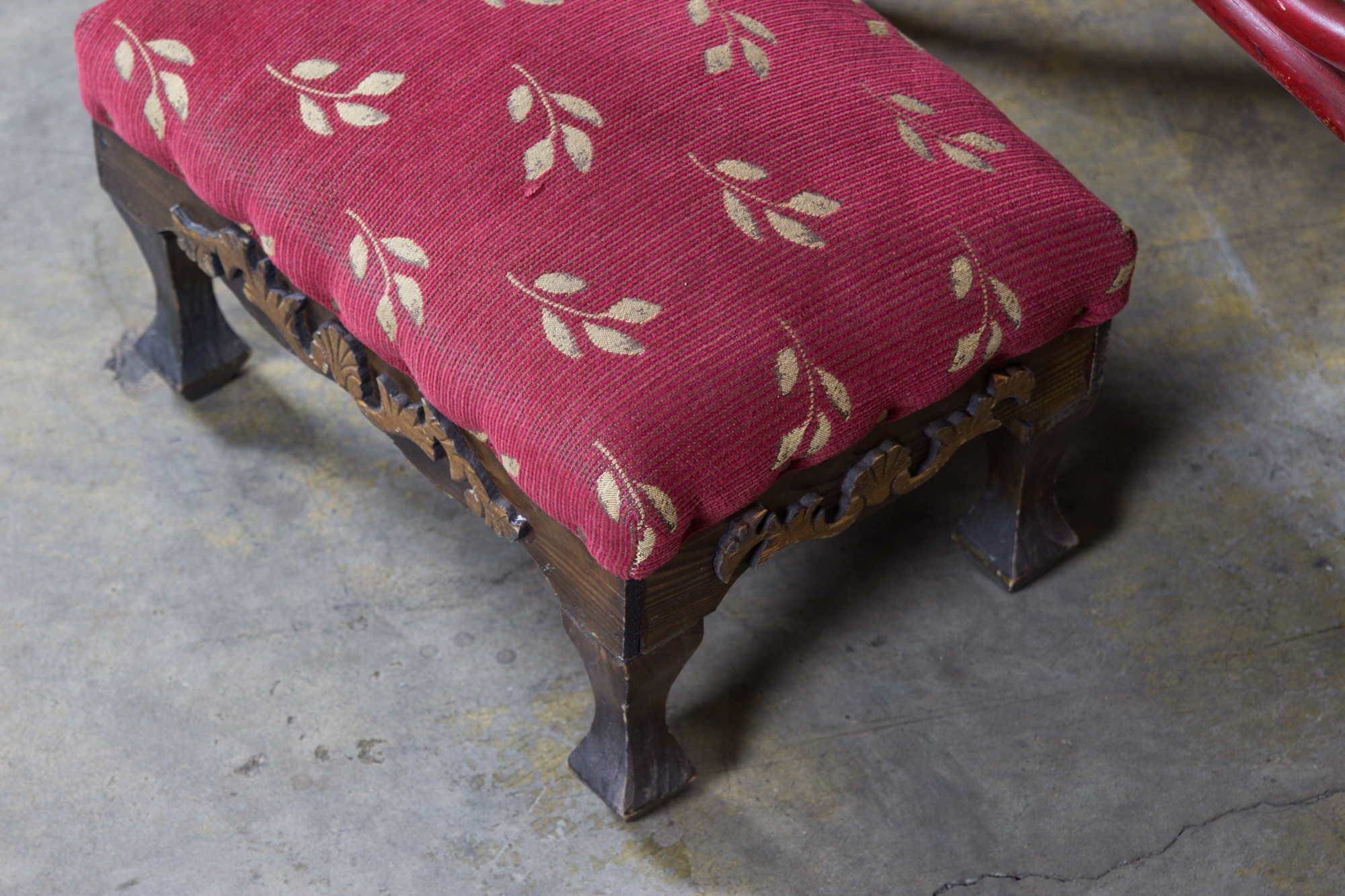 Ficks Reed Bamboo Upholstered Chair and Ottoman