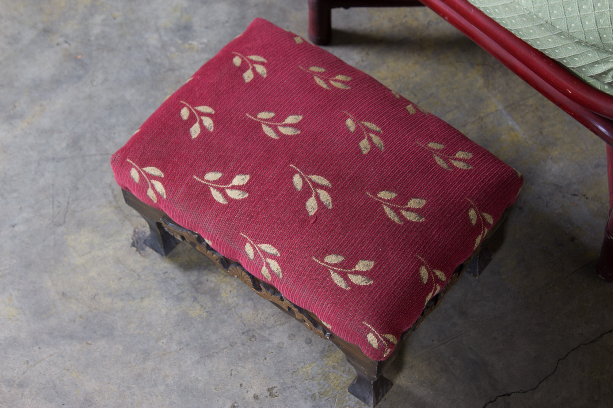 Ficks Reed Bamboo Upholstered Chair and Ottoman