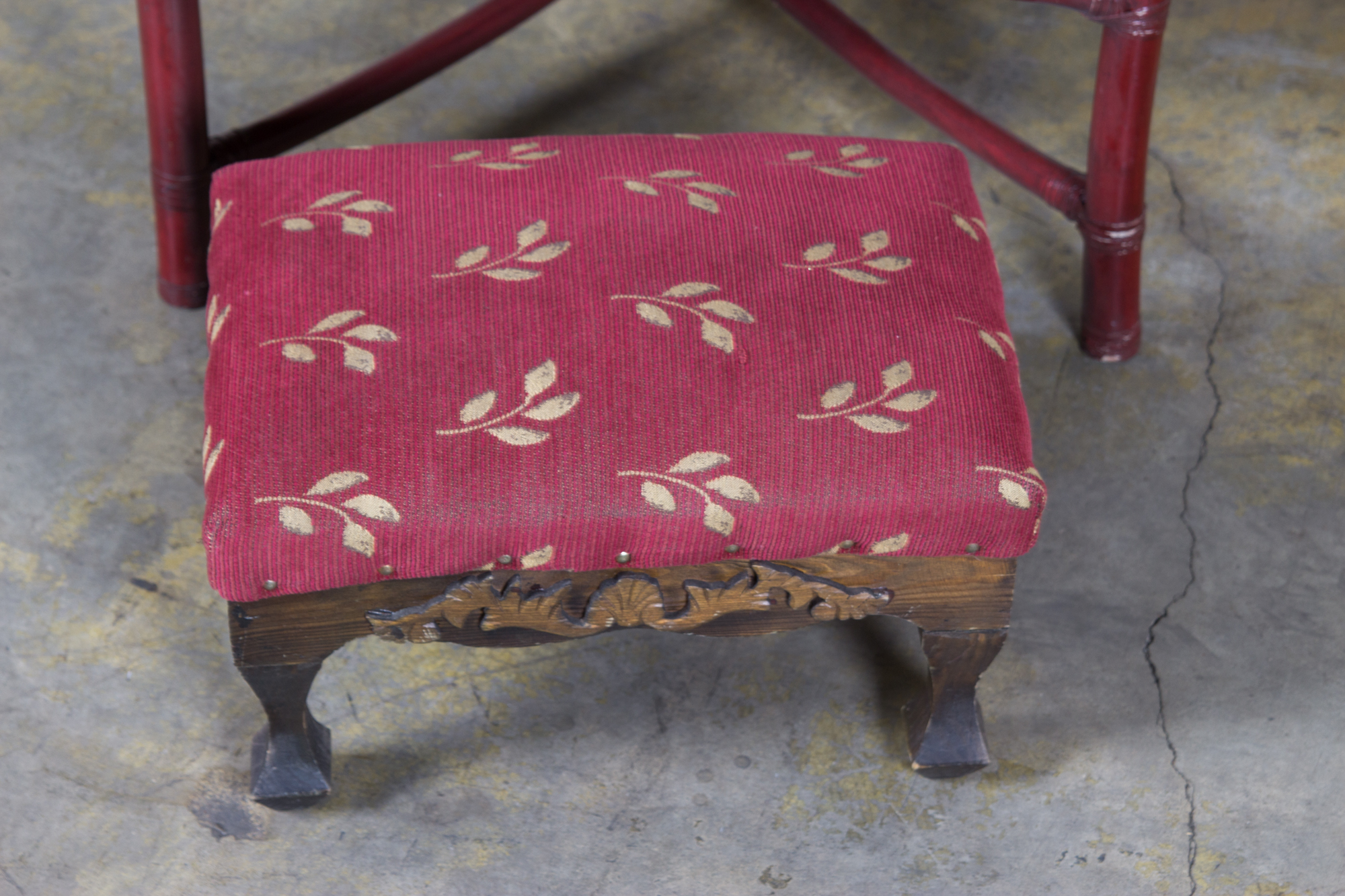 Ficks Reed Bamboo Upholstered Chair and Ottoman