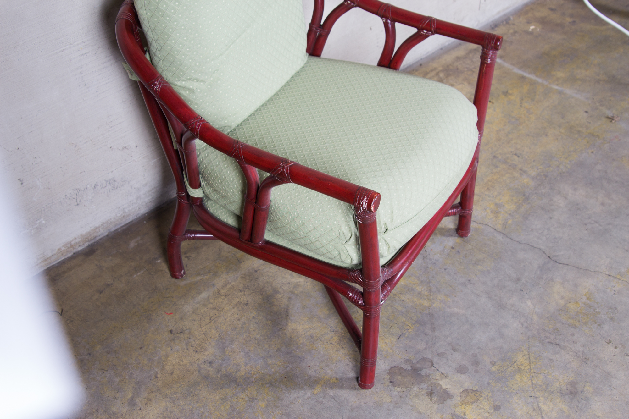 Ficks Reed Bamboo Upholstered Chair and Ottoman