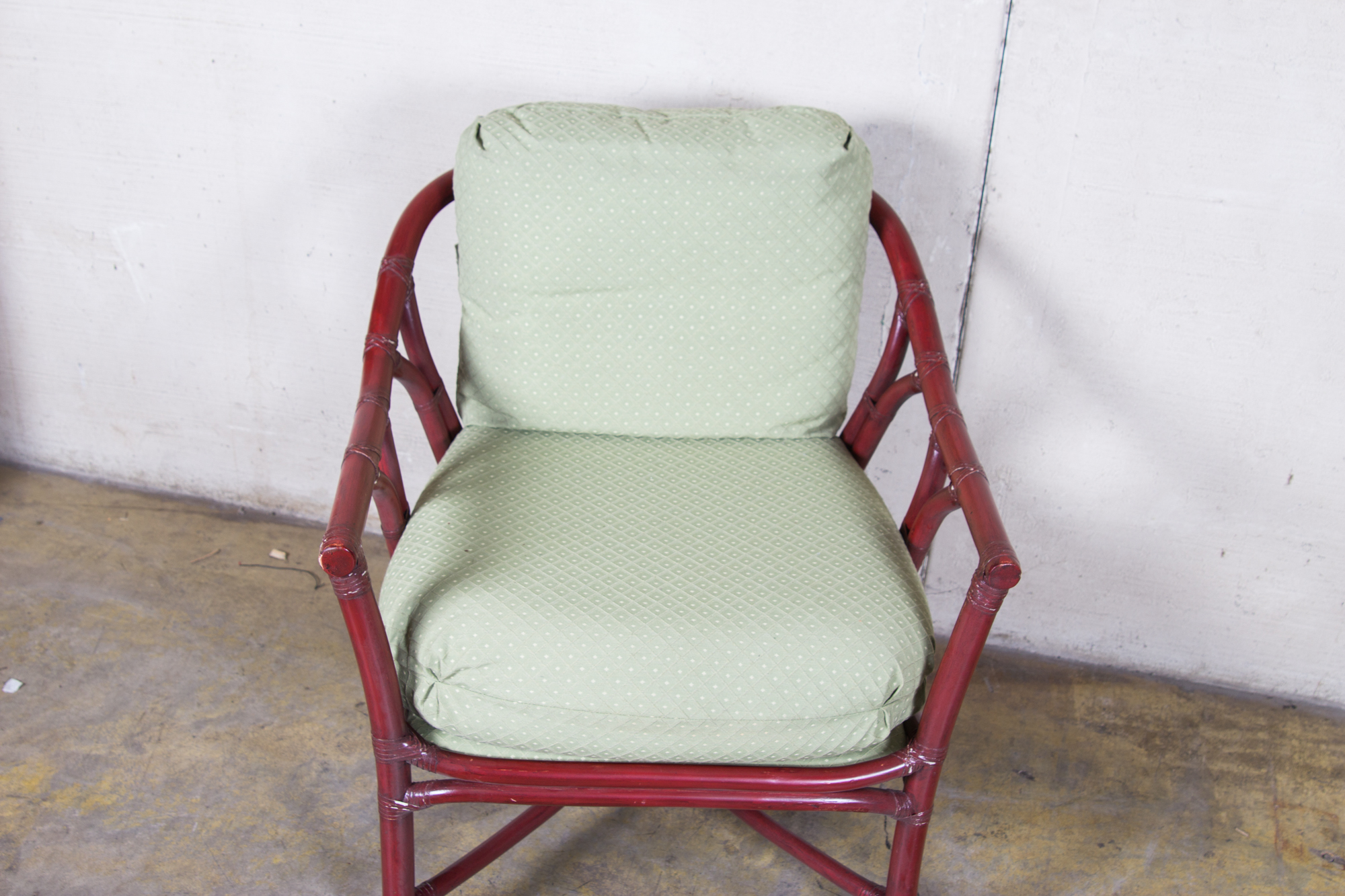 Ficks Reed Bamboo Upholstered Chair and Ottoman