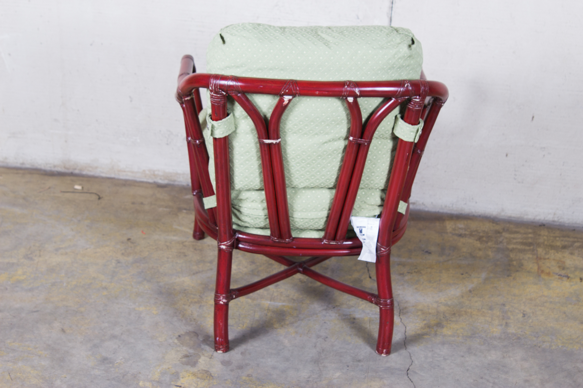 Ficks Reed Bamboo Upholstered Chair and Ottoman