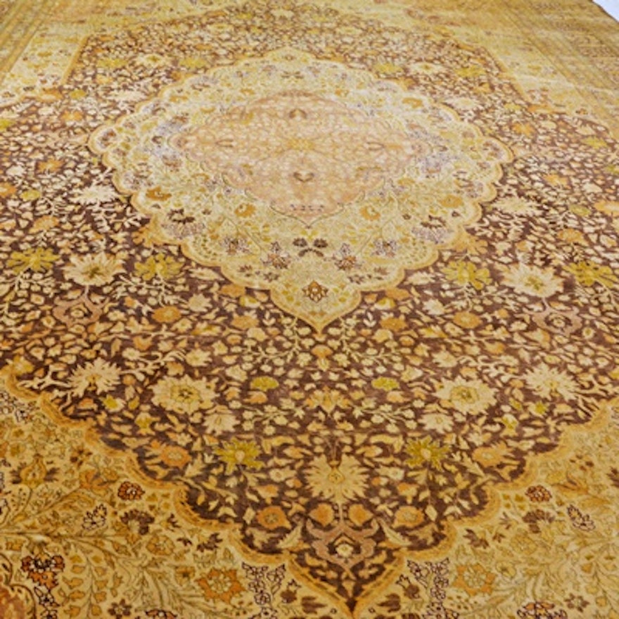 Jerry  H. Aziz Hand-Knotted Hadji-Lillili Tabriz Design Wool Area Rug