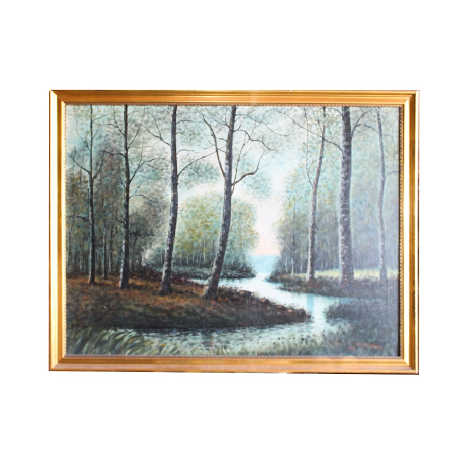 Raphael Senseman Forest Landscape Oil Painting