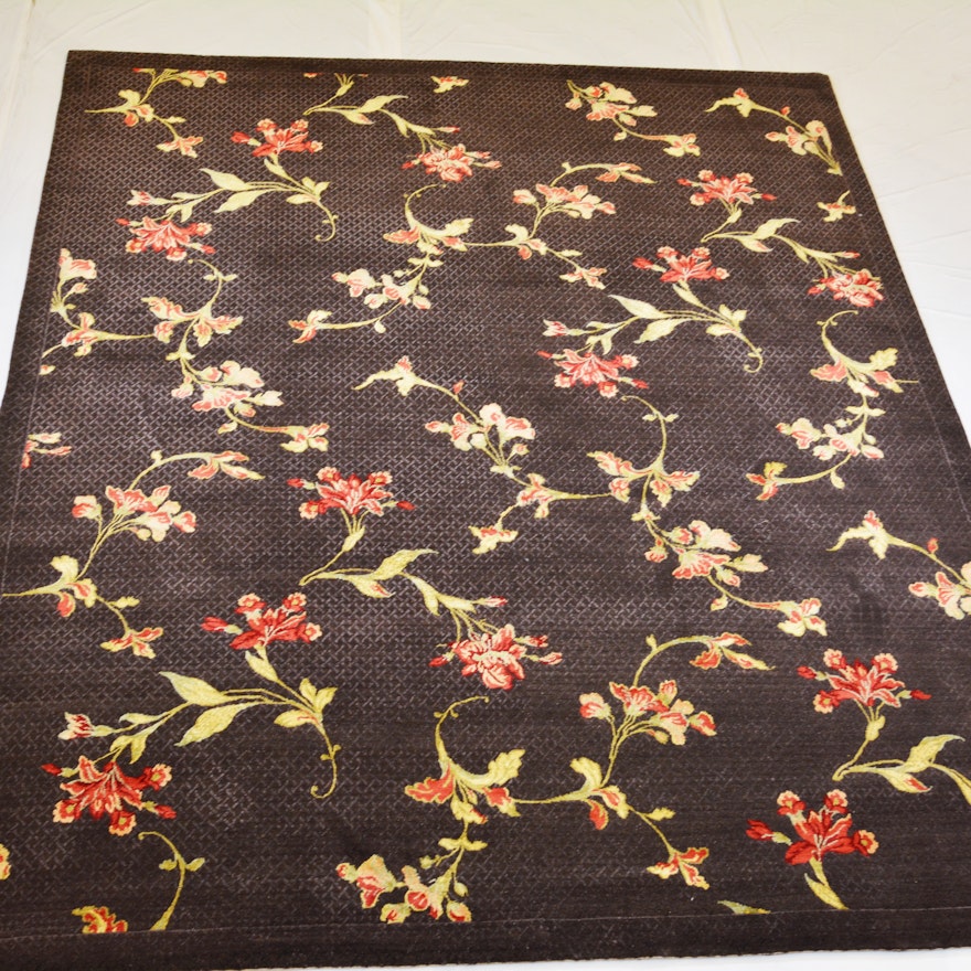 Lapchi Hand Woven Floral Tibetan Wool and Silk Area Rug