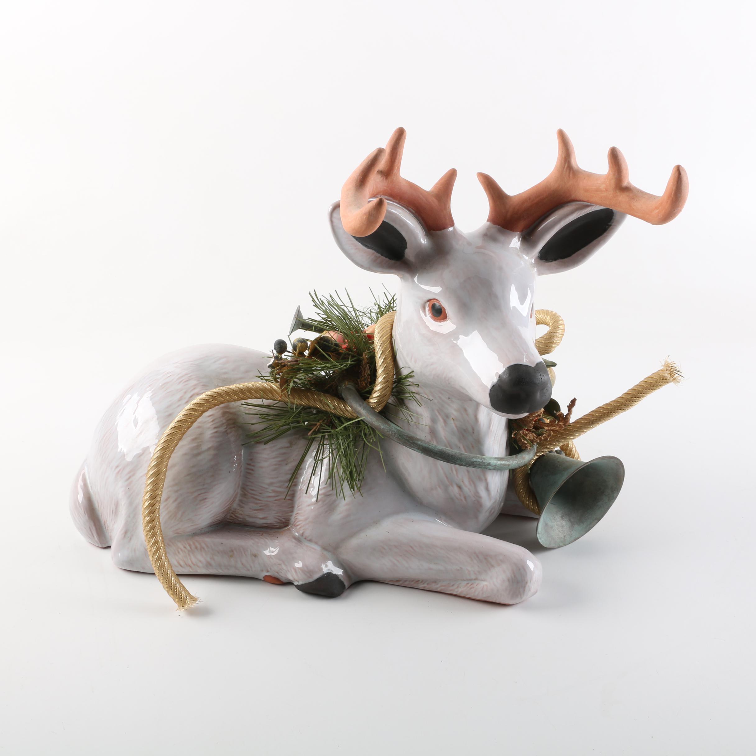 Terracotta Holiday Stag Figurine