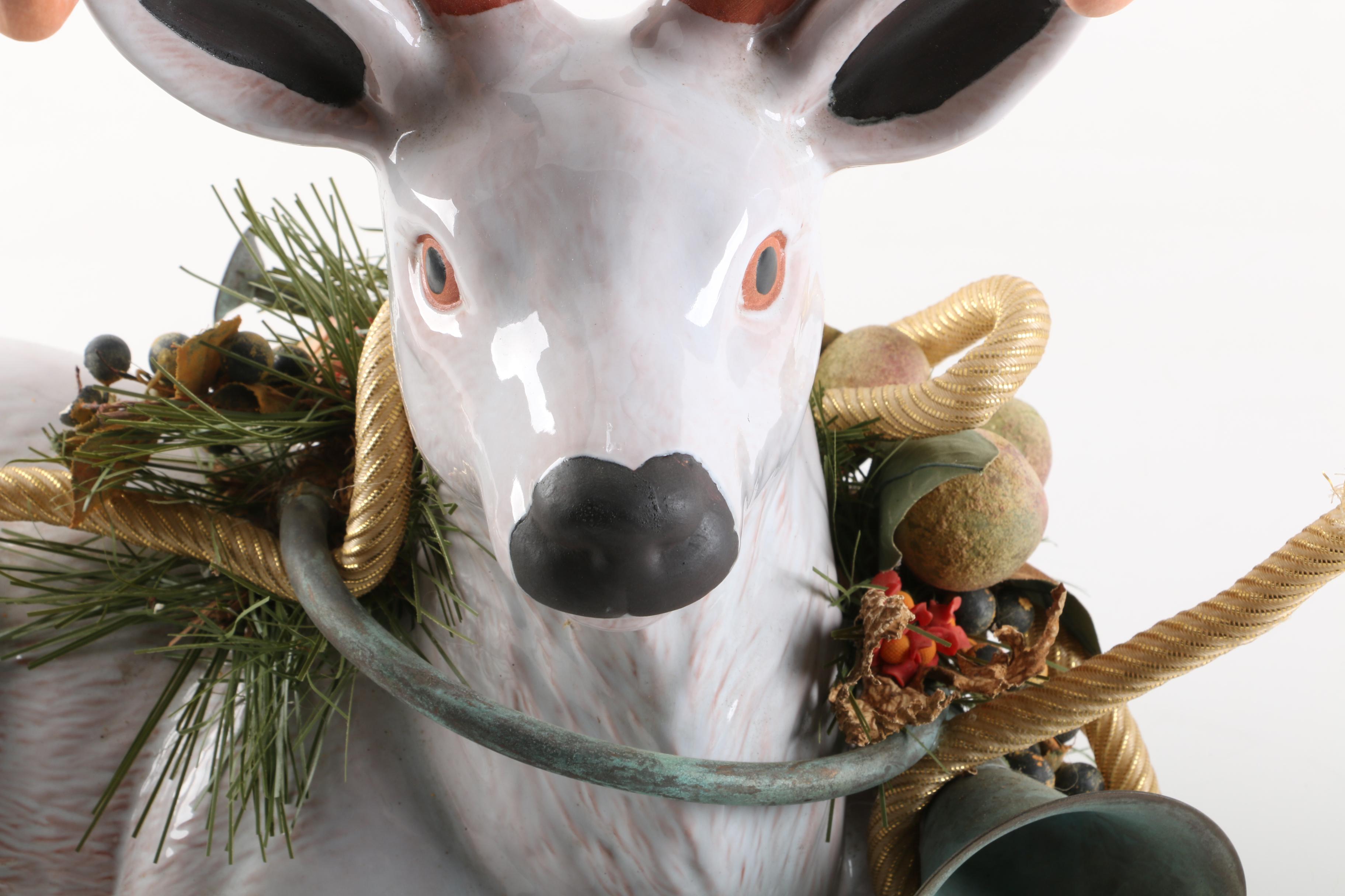 Terracotta Holiday Stag Figurine