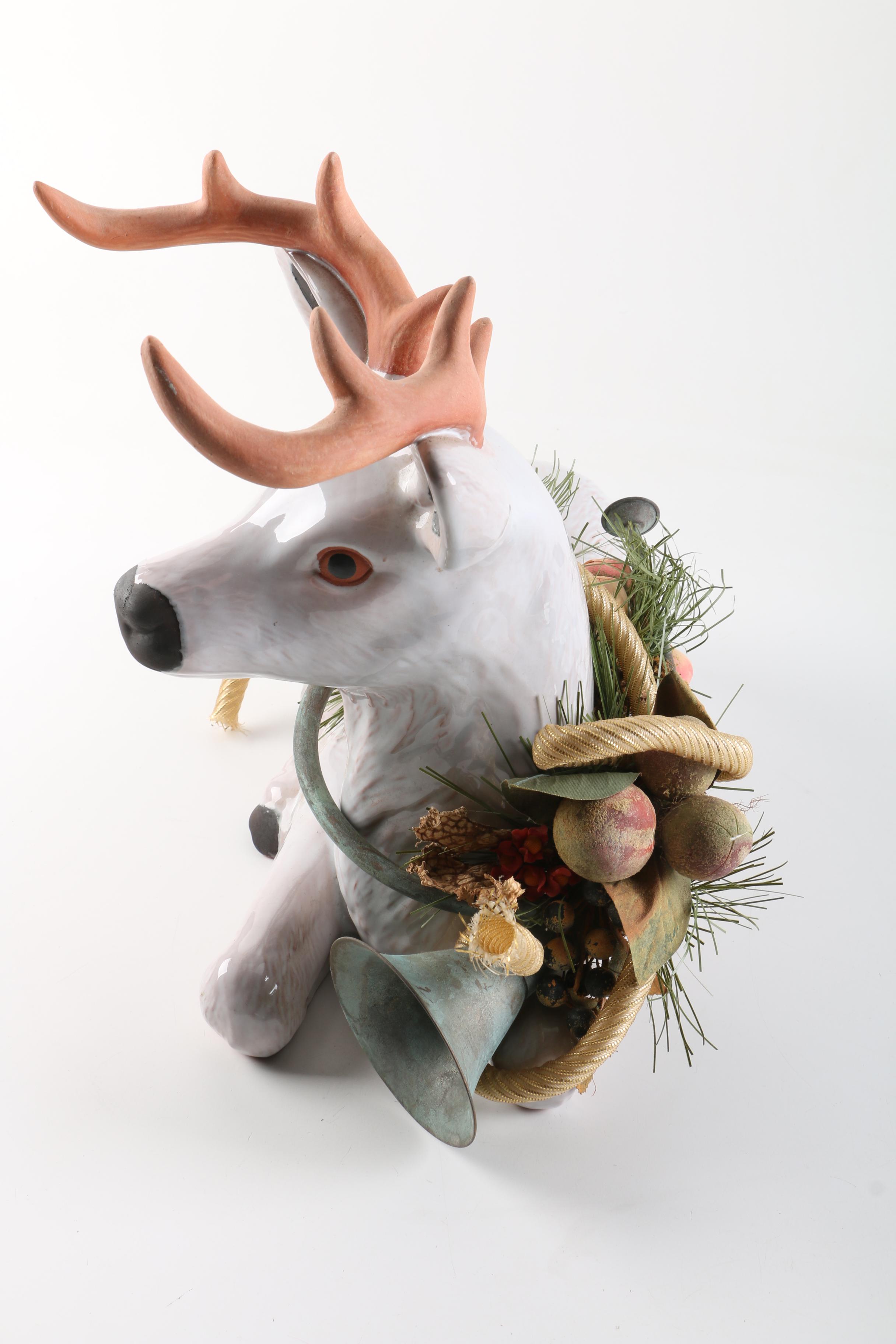 Terracotta Holiday Stag Figurine