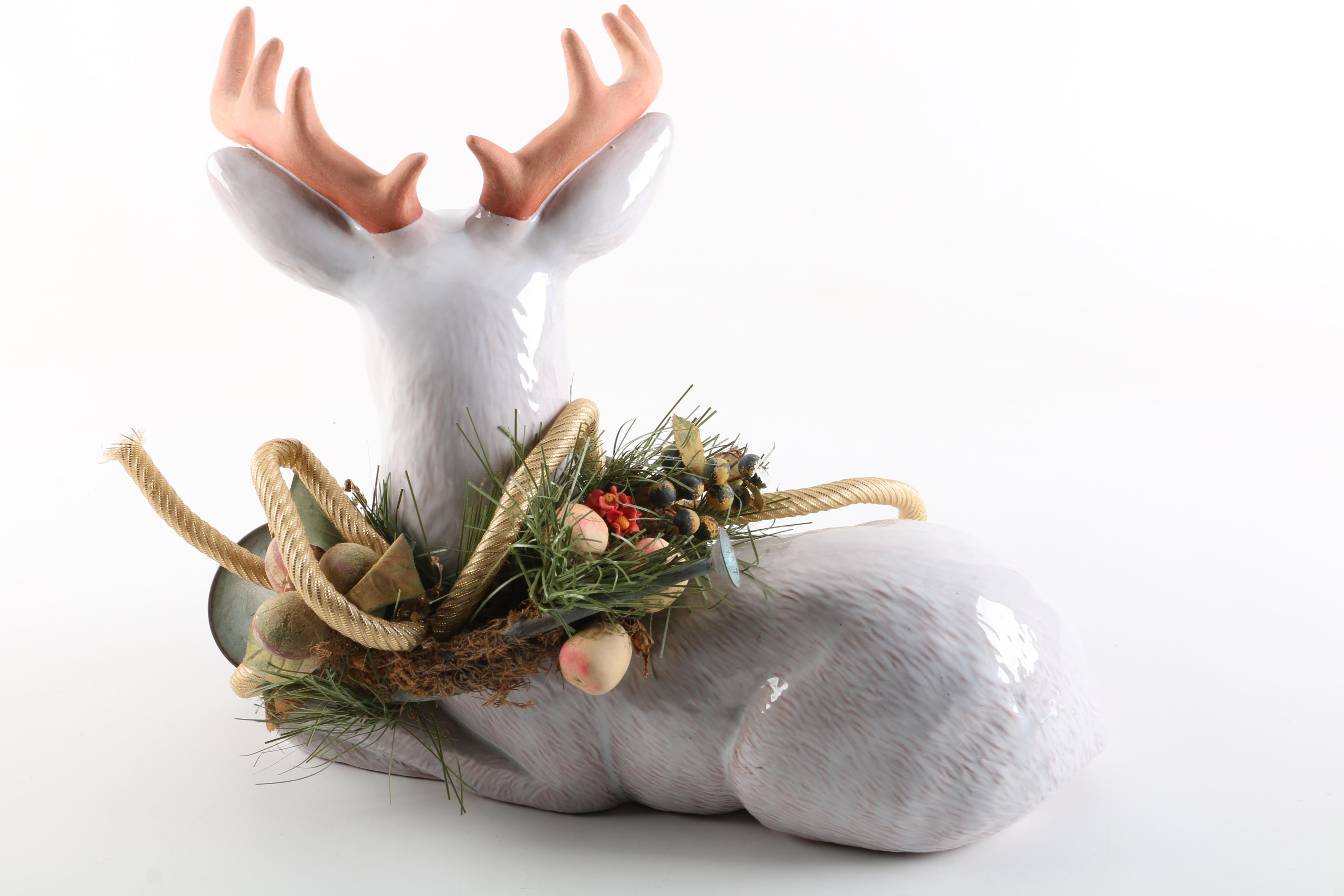 Terracotta Holiday Stag Figurine