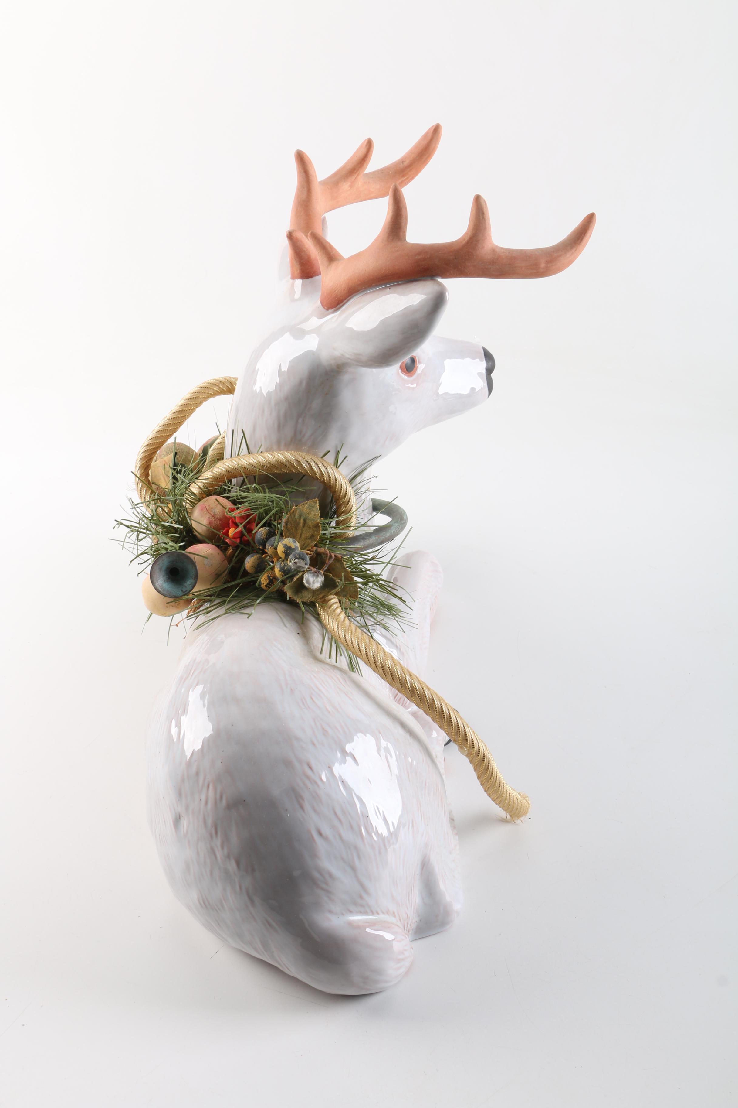 Terracotta Holiday Stag Figurine