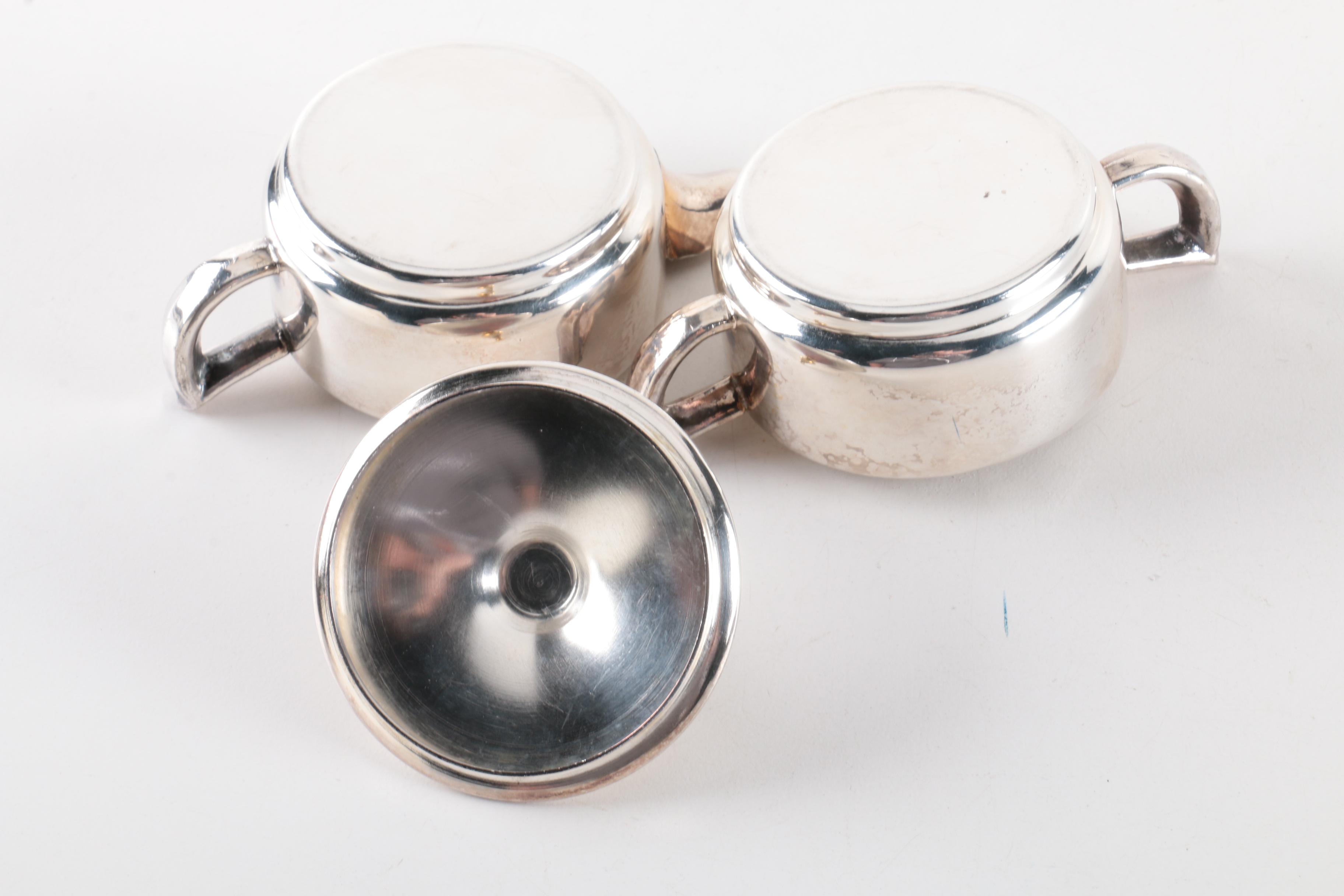 Silver Plate Coffee Pots and Cream and Sugar Bowls