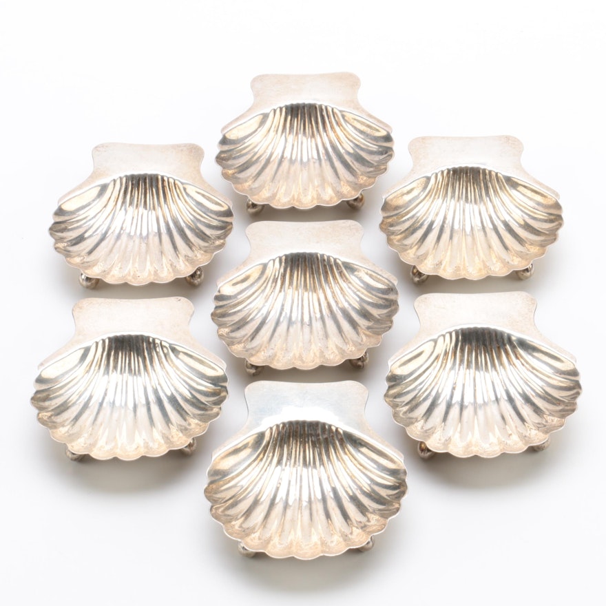 Mexican Sterling Silver Scallop Shell Salt Cellars
