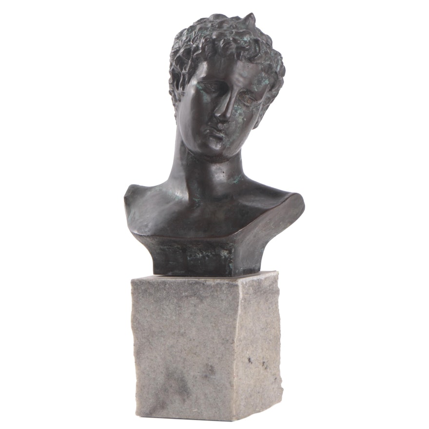 Cast Metal Bust After the Ephebe of Marathon