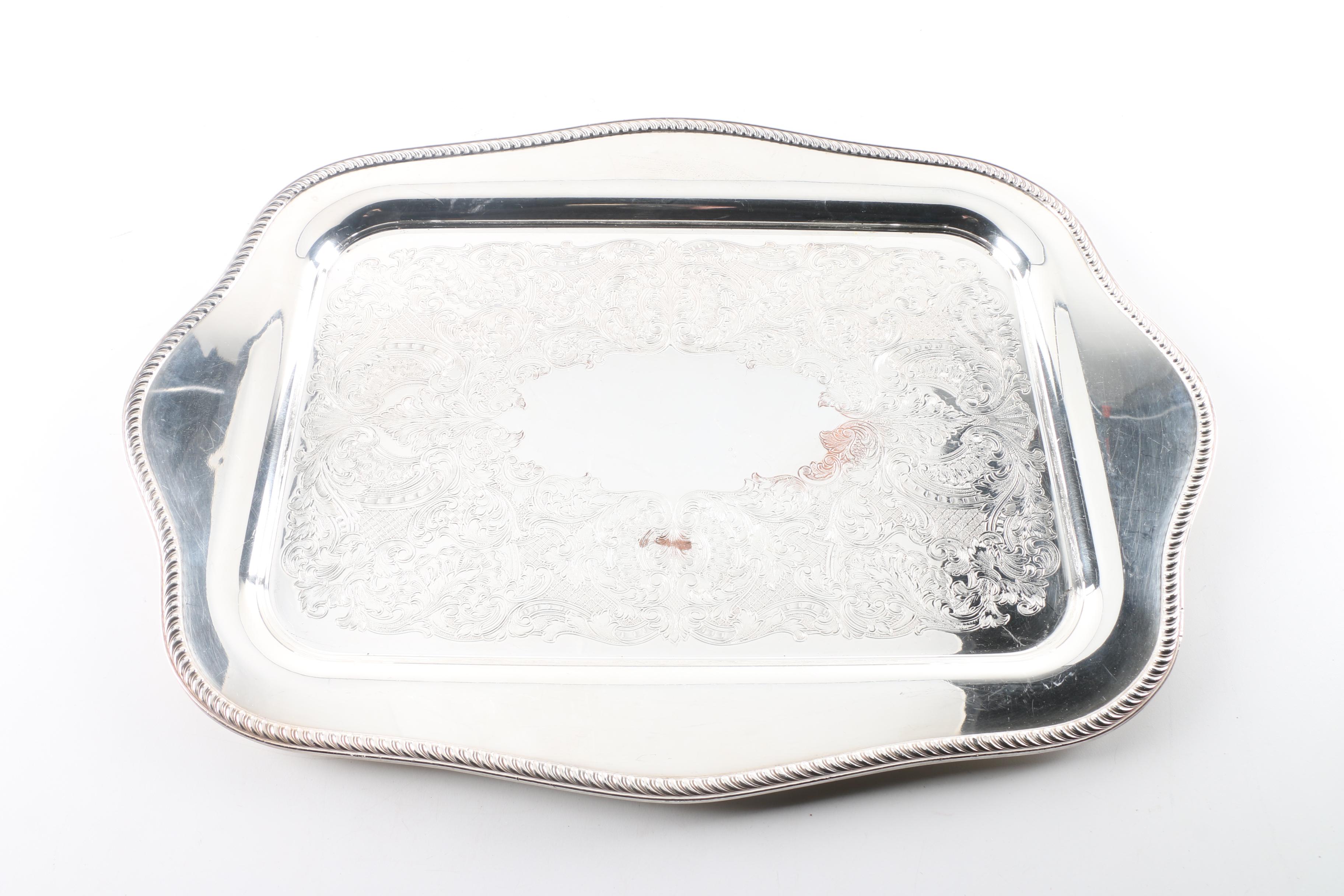Wm. A. Rogers Silver Plate Tray and Other Silver Plate Trays