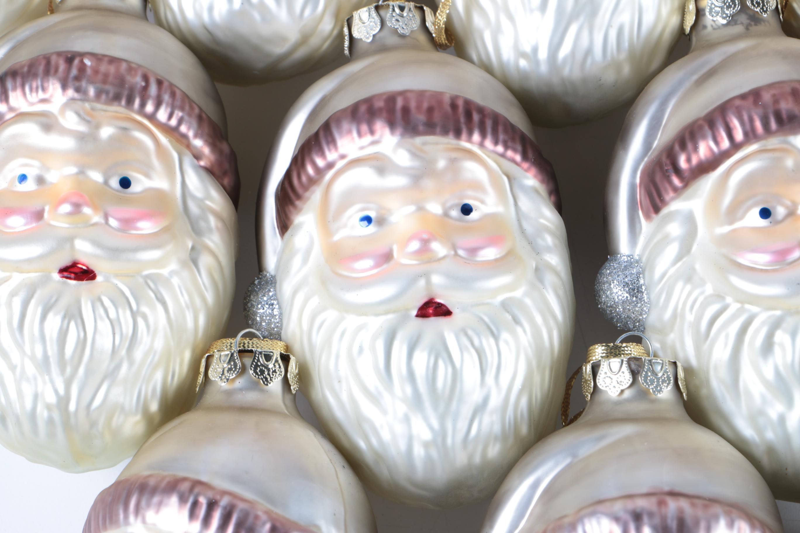 Glass Christmas Ornaments with Plastic Santa Figurine