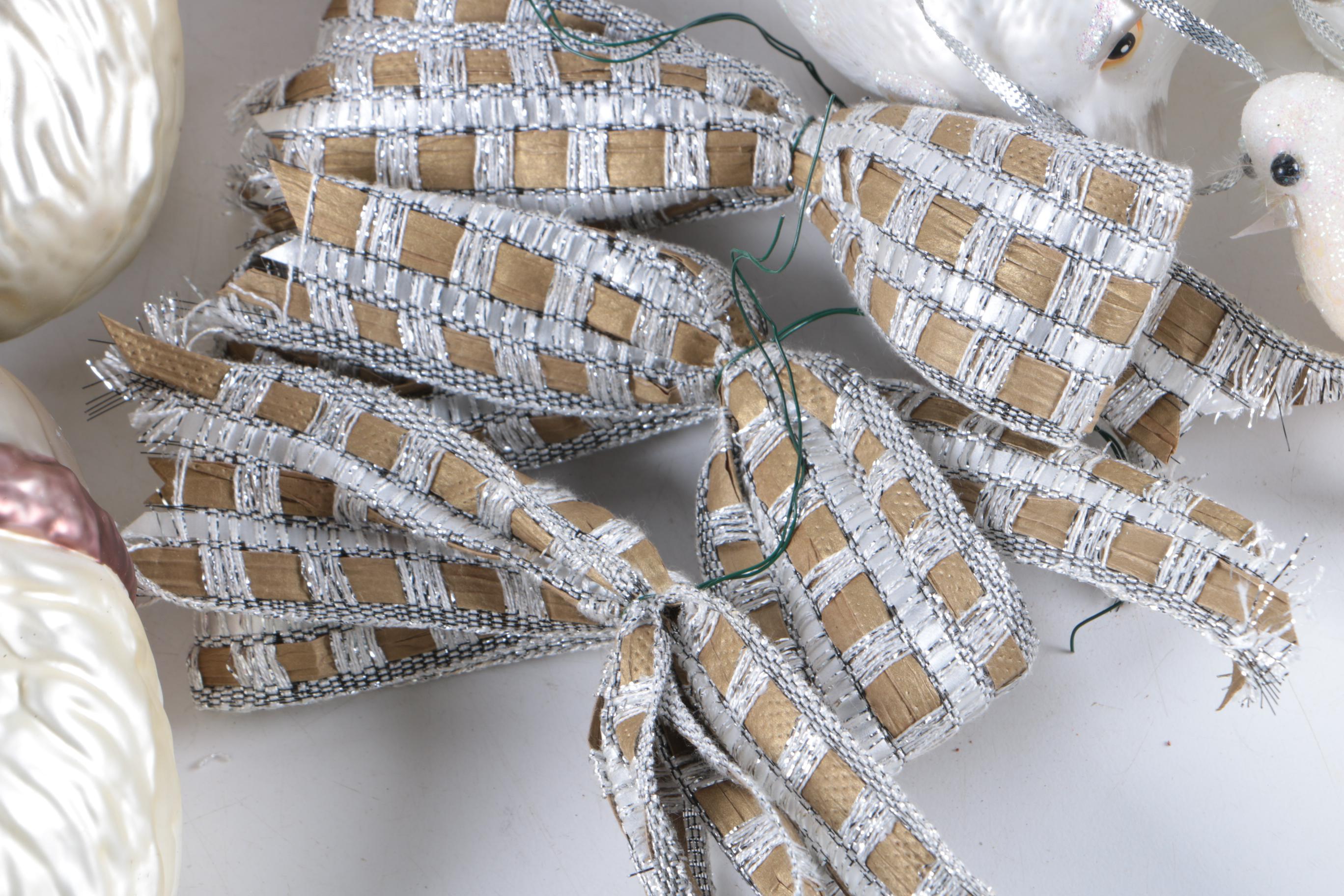 Glass Christmas Ornaments with Plastic Santa Figurine