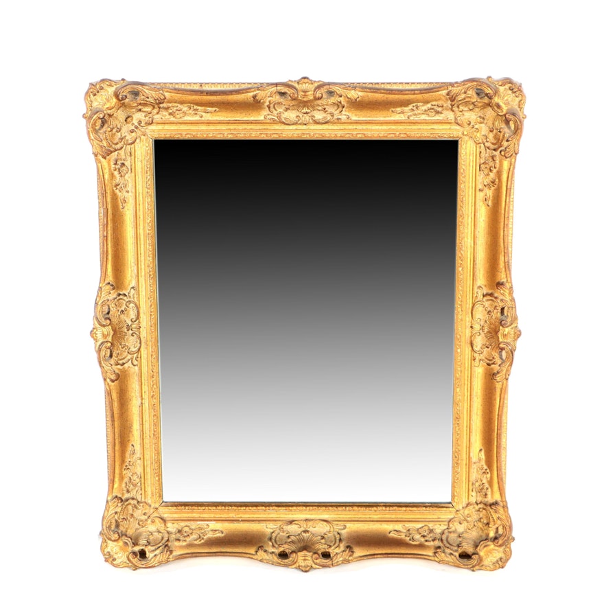 Gold Painted Baroque Style Wood Framed Wall Mirror