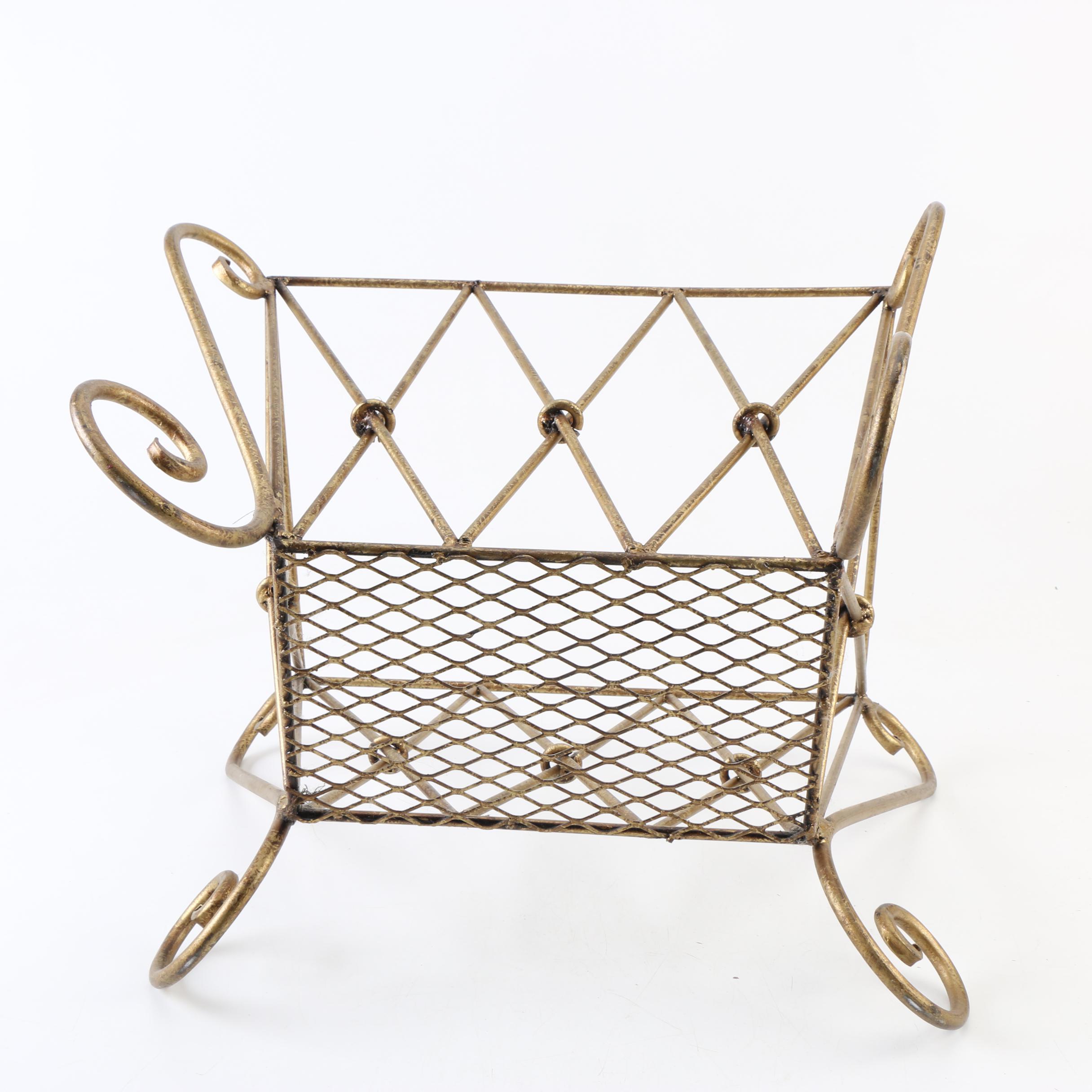 Two Magazine Racks, a Picture Frame, and an Ottoman