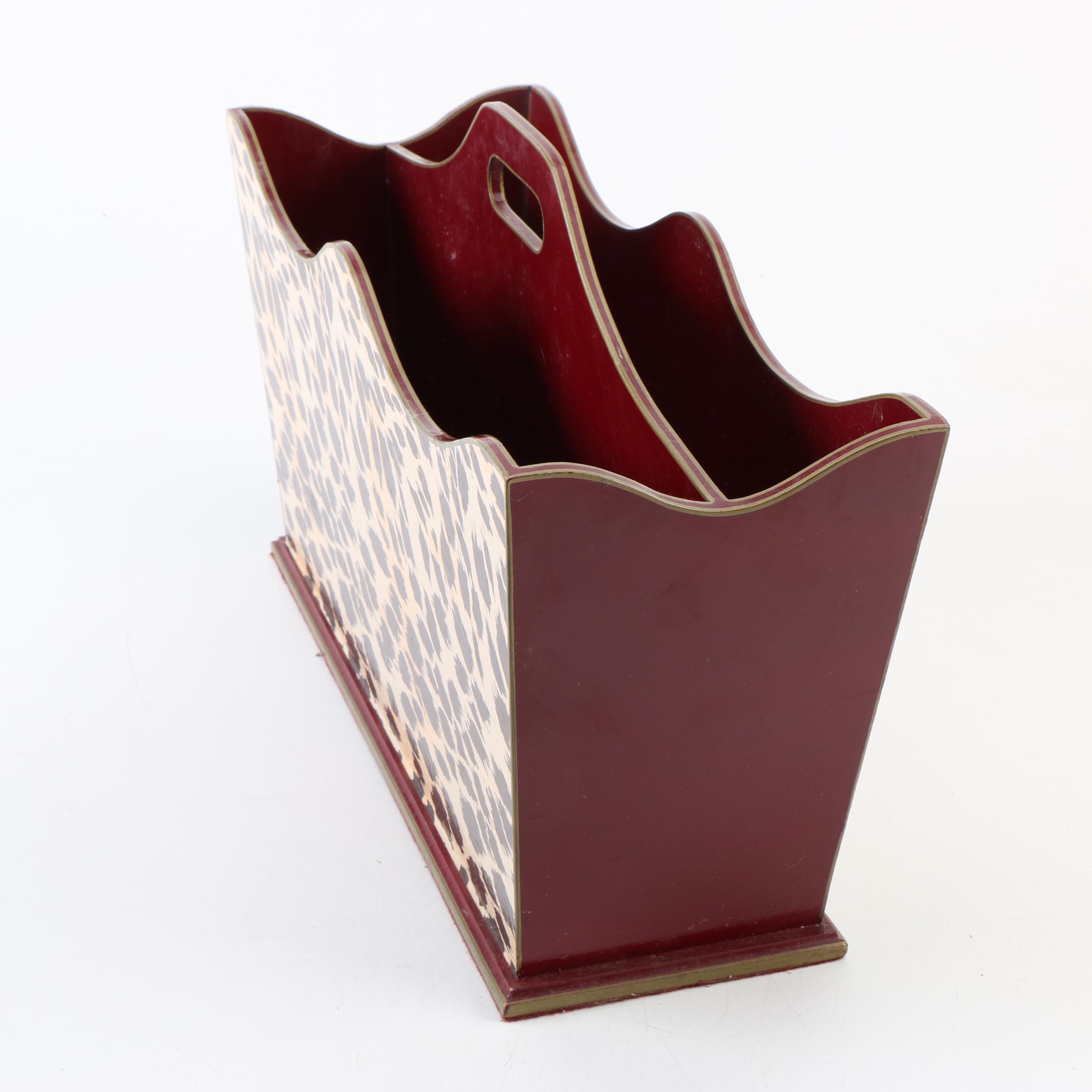 Two Magazine Racks, a Picture Frame, and an Ottoman