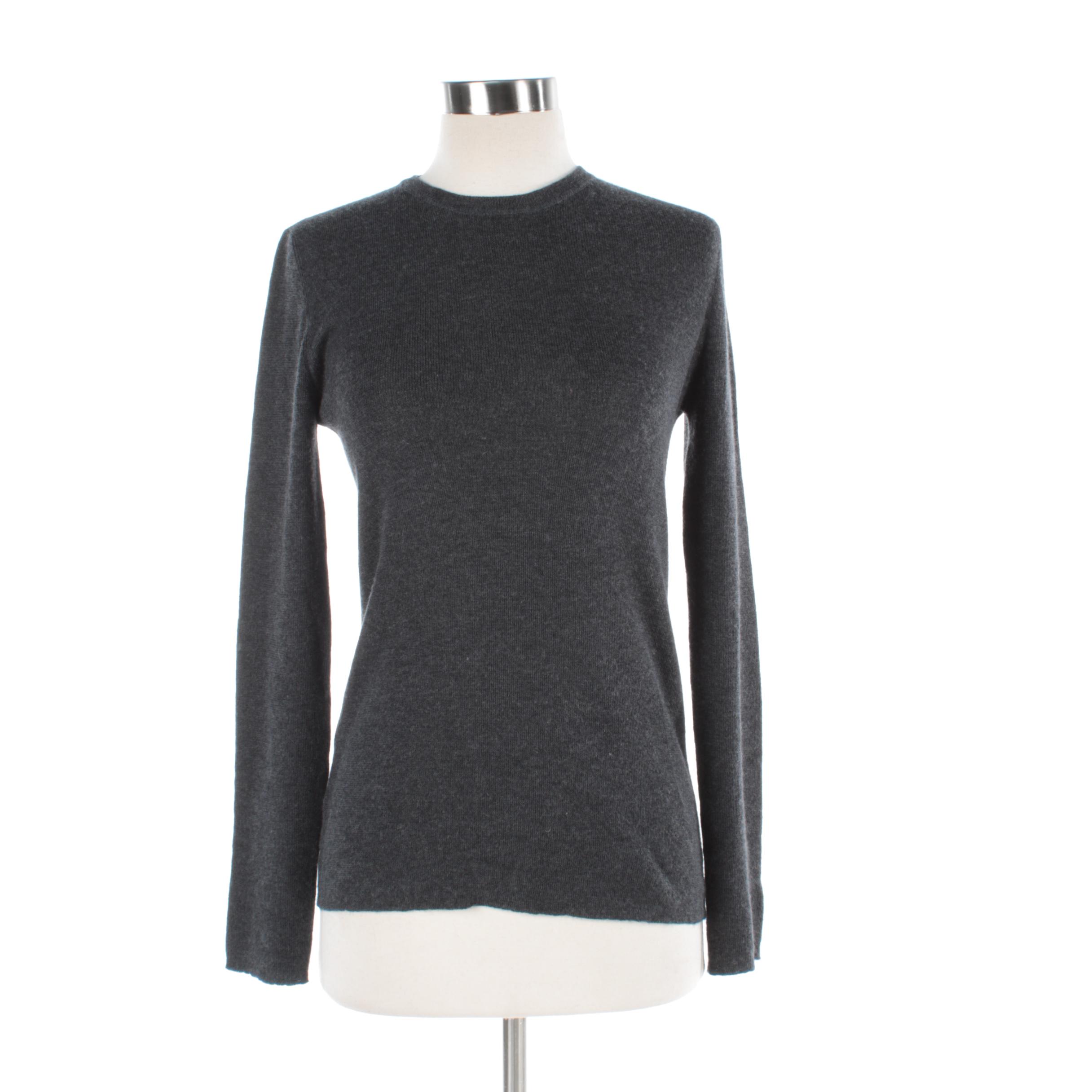 Women's Prada Grey Cashmere and Silk Blend Sweater