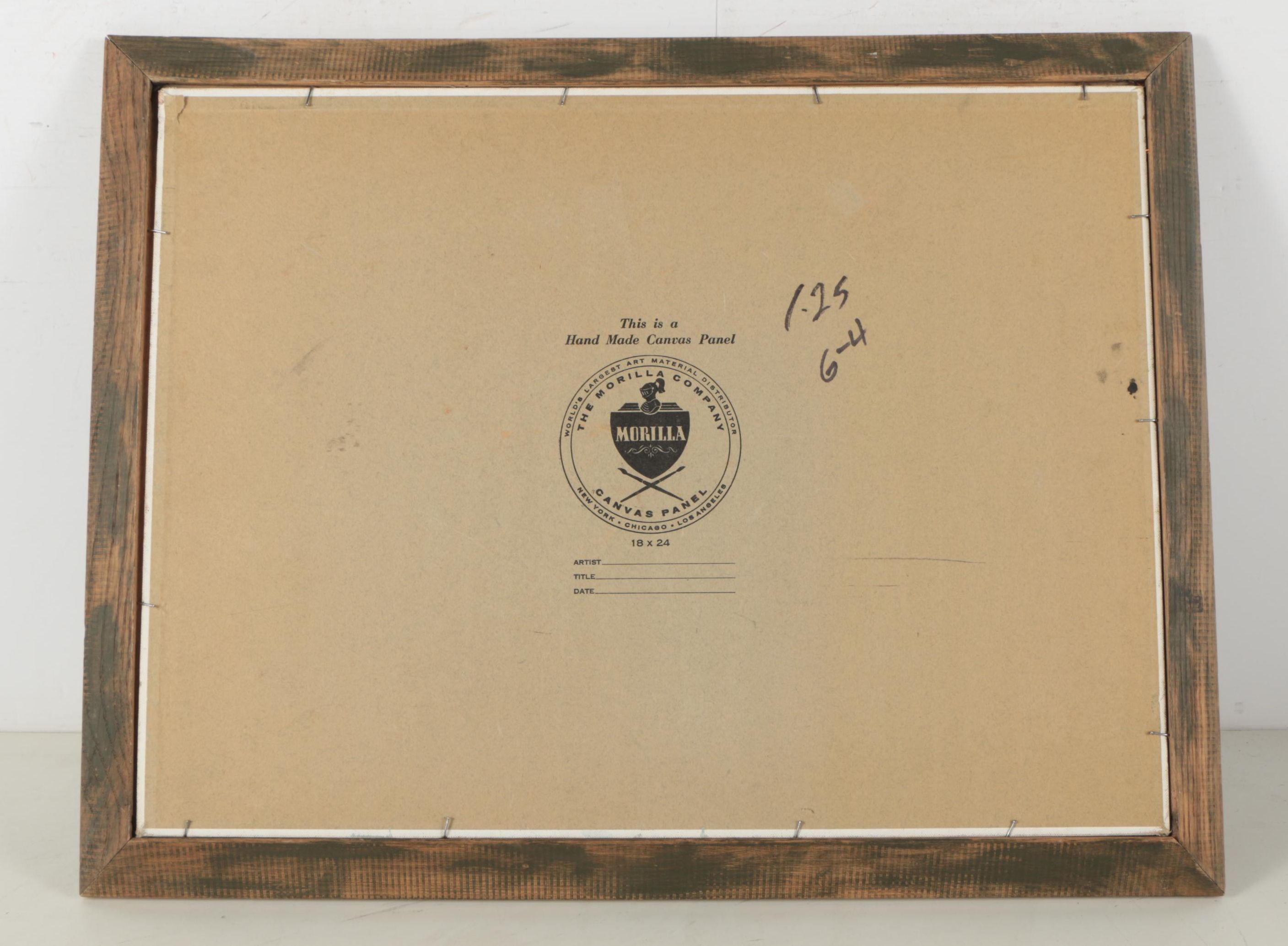 Oil Painting of Boats and Dock Buildings