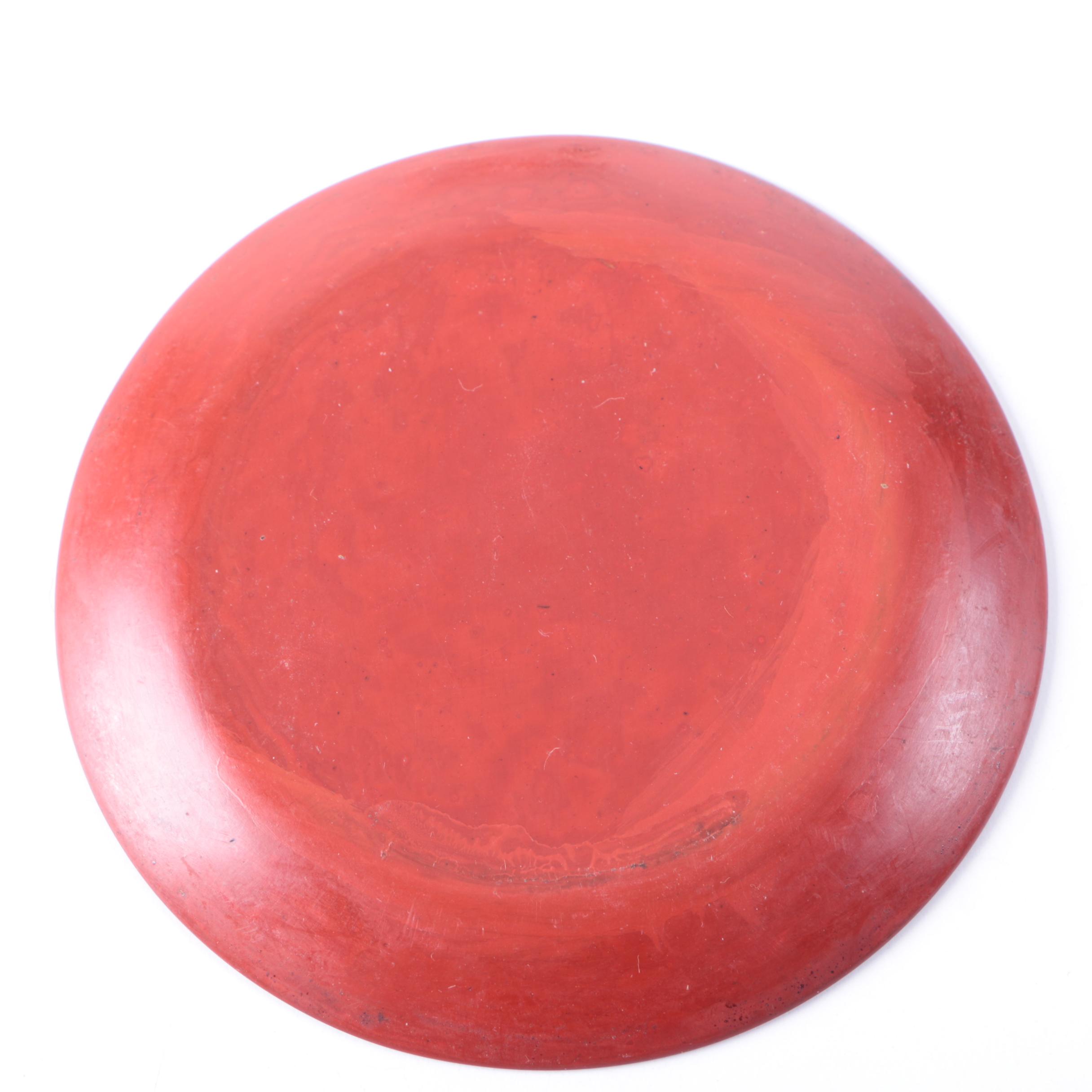 Carved Red Resin Floral "Coromandel" Medallion Plates