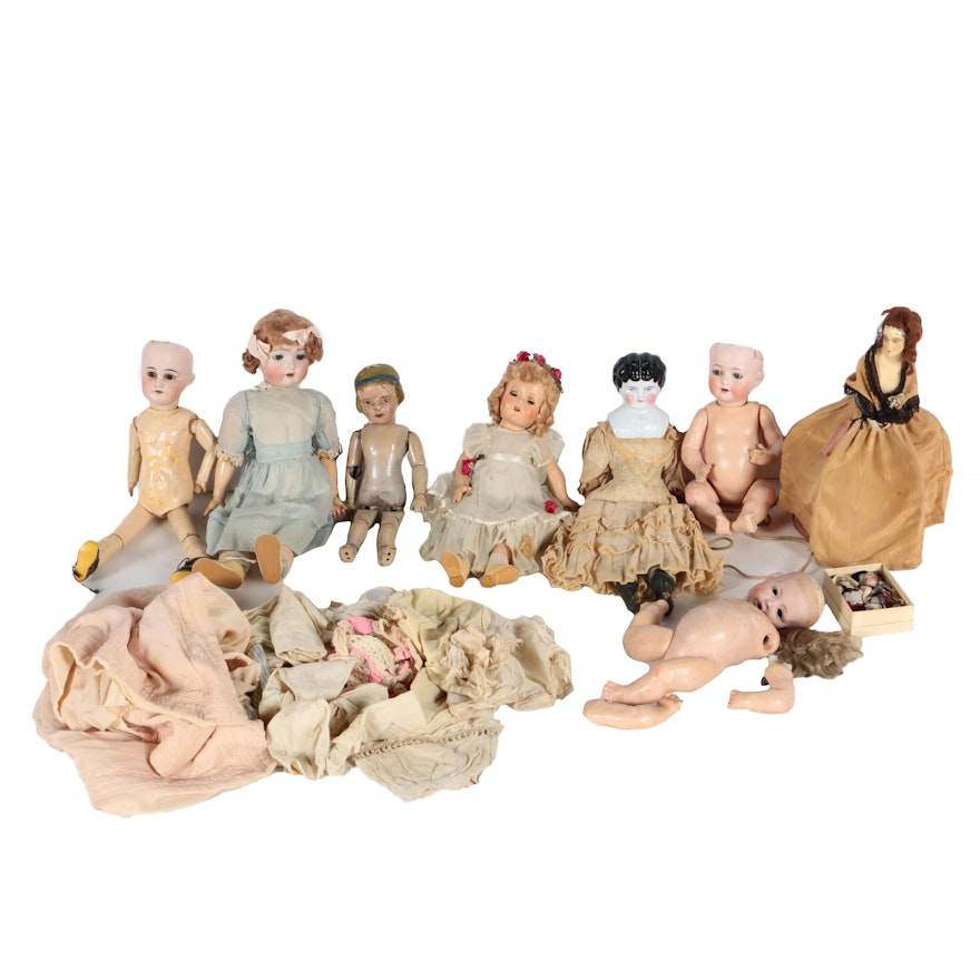 Antique Bisque and Composition Dolls Featuring J.D.K. Kestner and Heubach