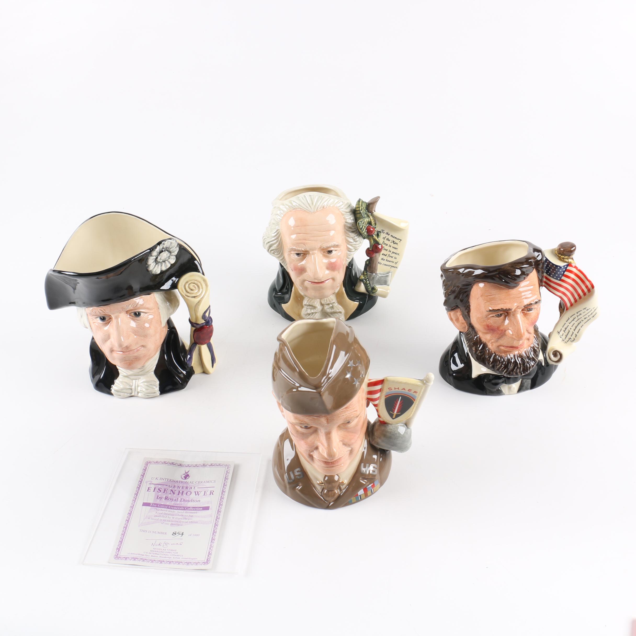 Royal Doulton Presidential Toby Jugs "Washington", "Lincoln" and "Eisenhower"