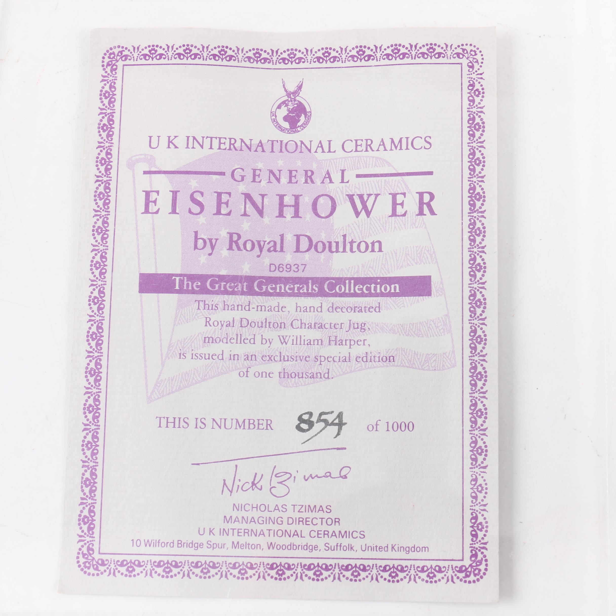 Royal Doulton Presidential Toby Jugs "Washington", "Lincoln" and "Eisenhower"