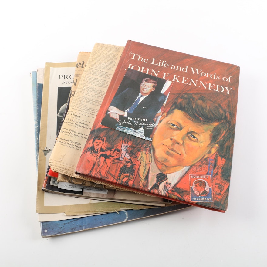 Kennedy Family Themed Books, Magazines, Newspaper Clippings and More