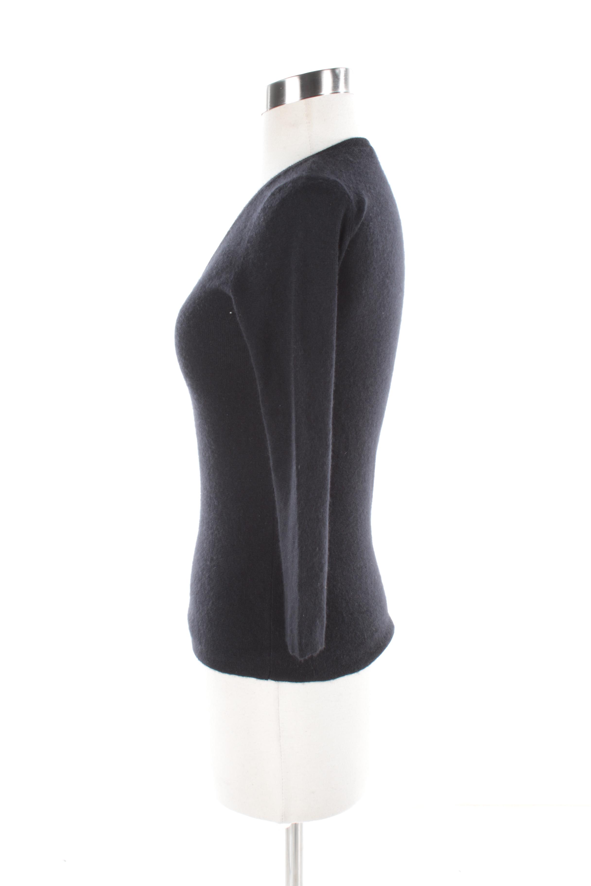 Women's Prada Black Cashmere and Silk Blend V-Neck Sweater