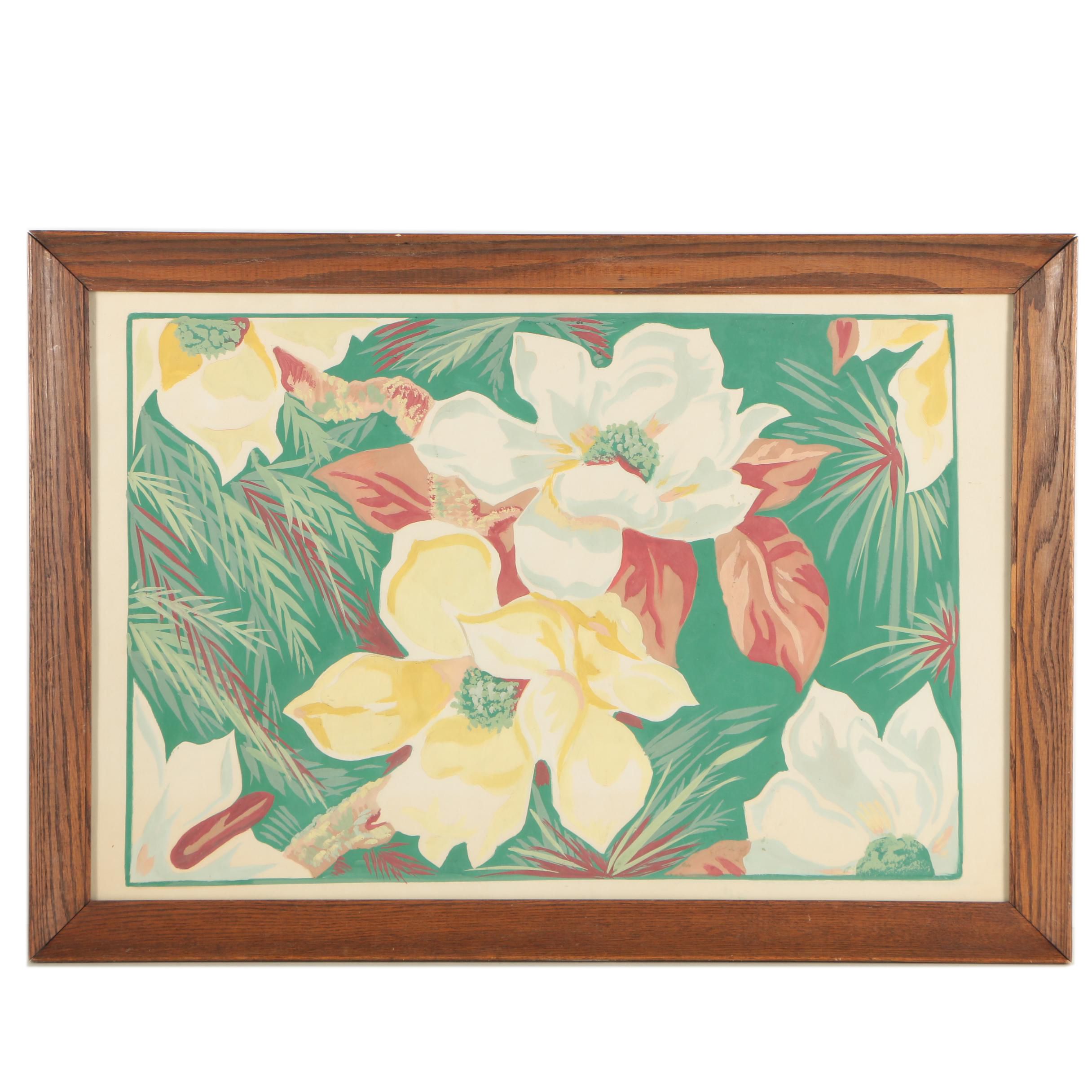 Gouache Floral Painting on Paper