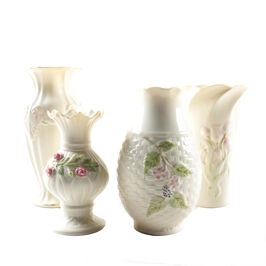 Belleek Porcelain Vases Including "Georgian Shell"