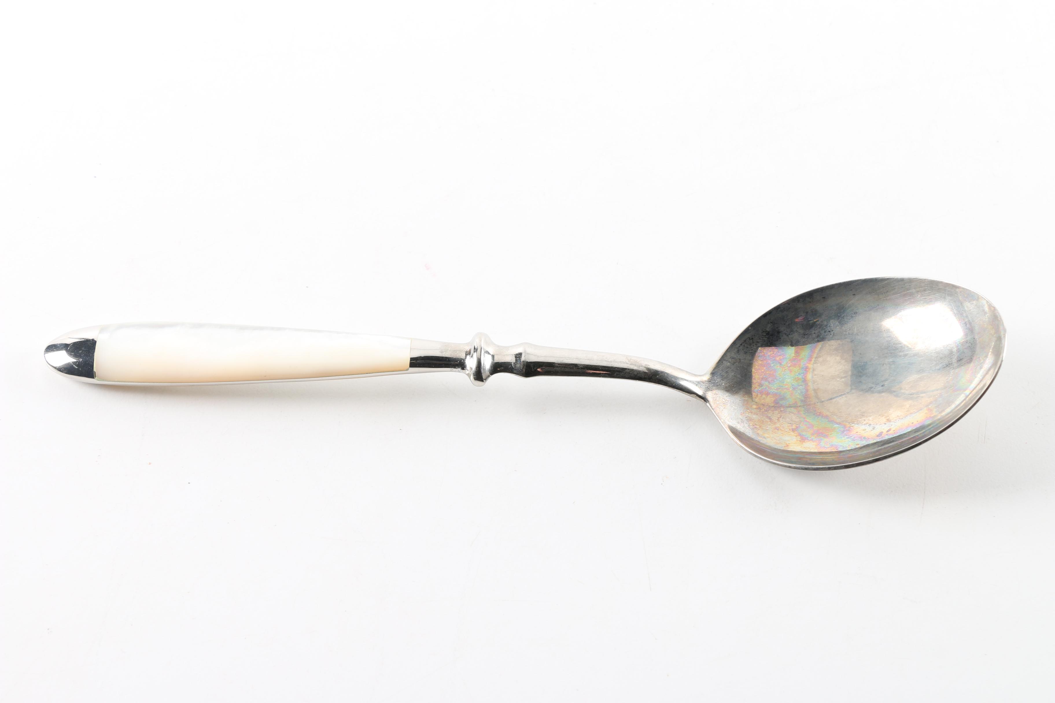 English Silver Plate Flatware with Mother of Pearl Handles