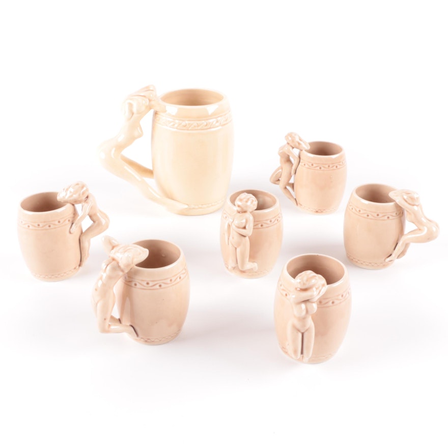 Figural Ceramic Mugs Including Dorothy Kindell "Striptease"